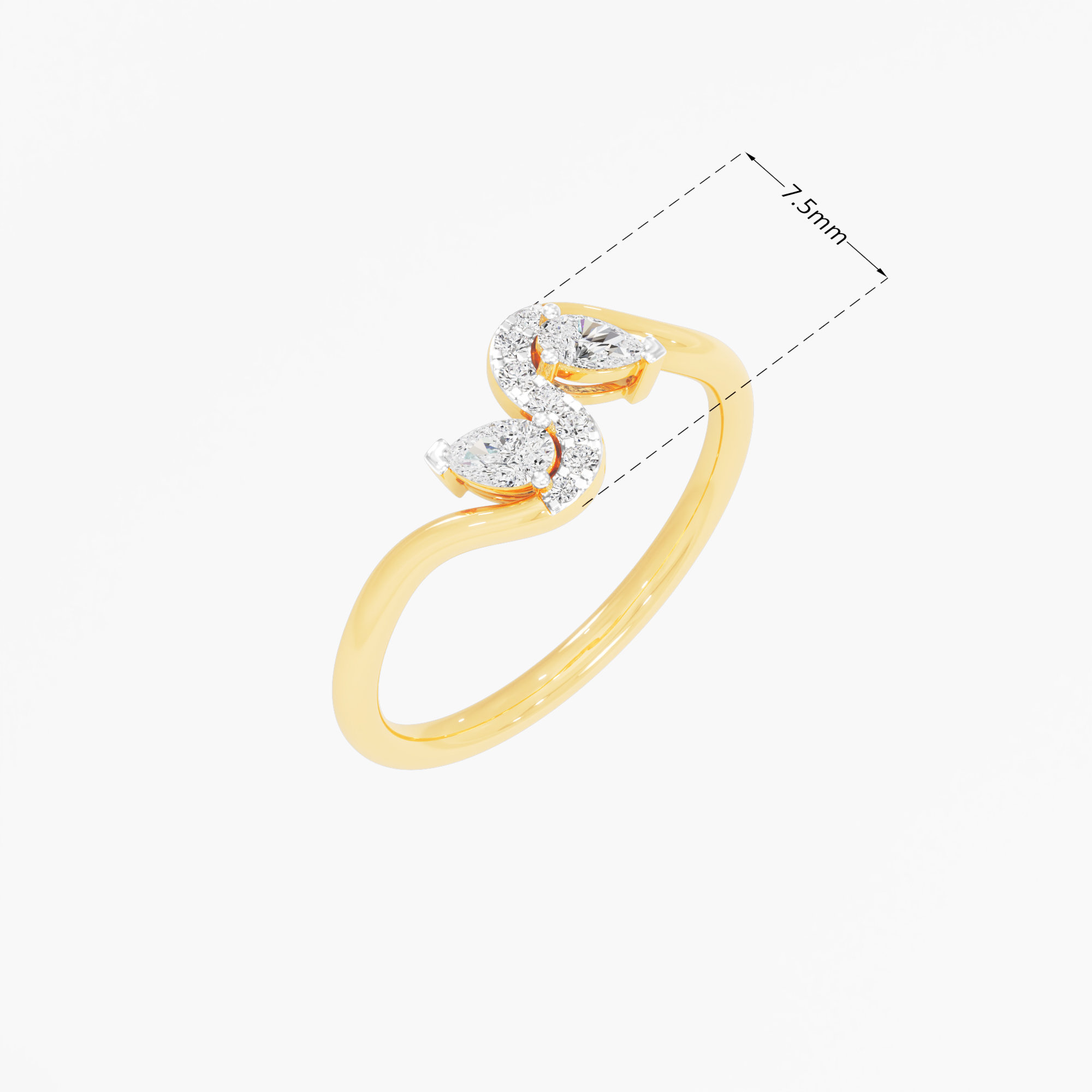Serpentine Curve Diamond Ring in 9KT Yellow Gold (Diamond Quality: FG-VVS VS)
