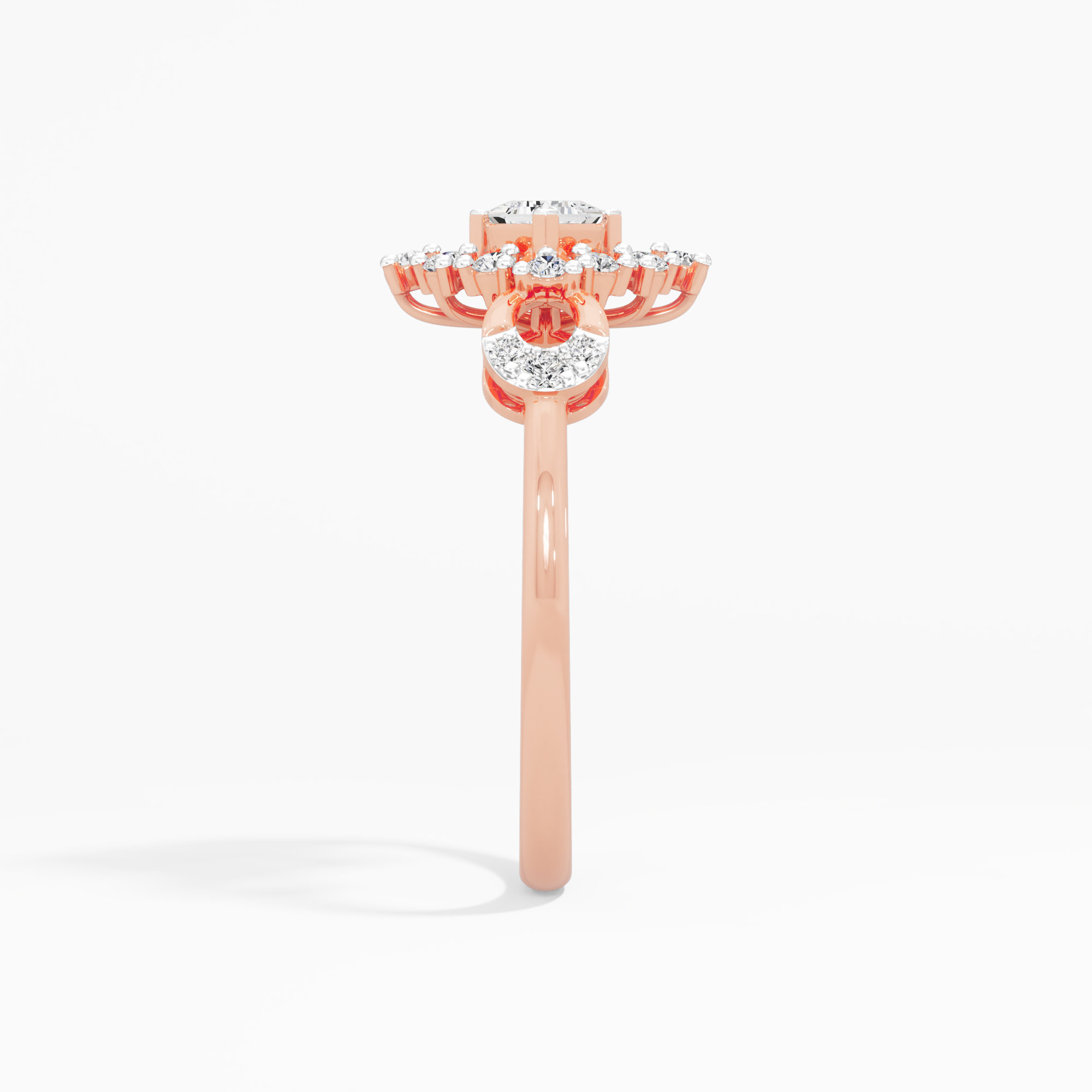 Pinwheel Crown Diamond Ring in 9KT Rose Gold (Diamond Quality: FG-VVS VS)