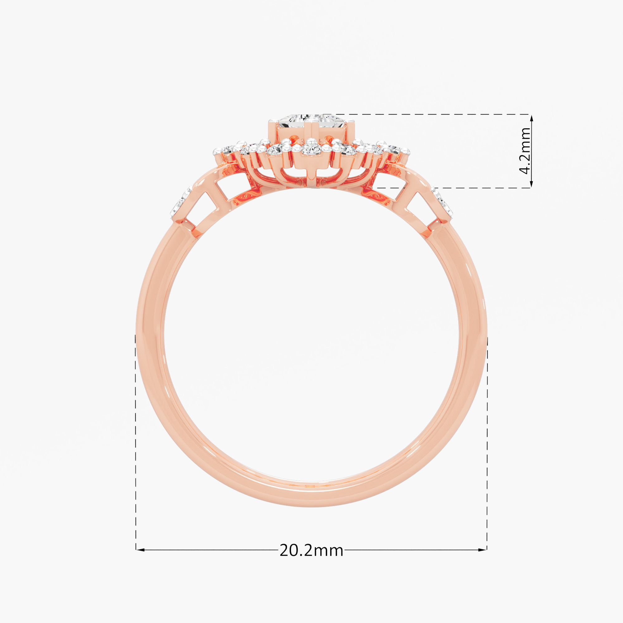Pinwheel Crown Diamond Ring in 9KT Rose Gold (Diamond Quality: FG-VVS VS)