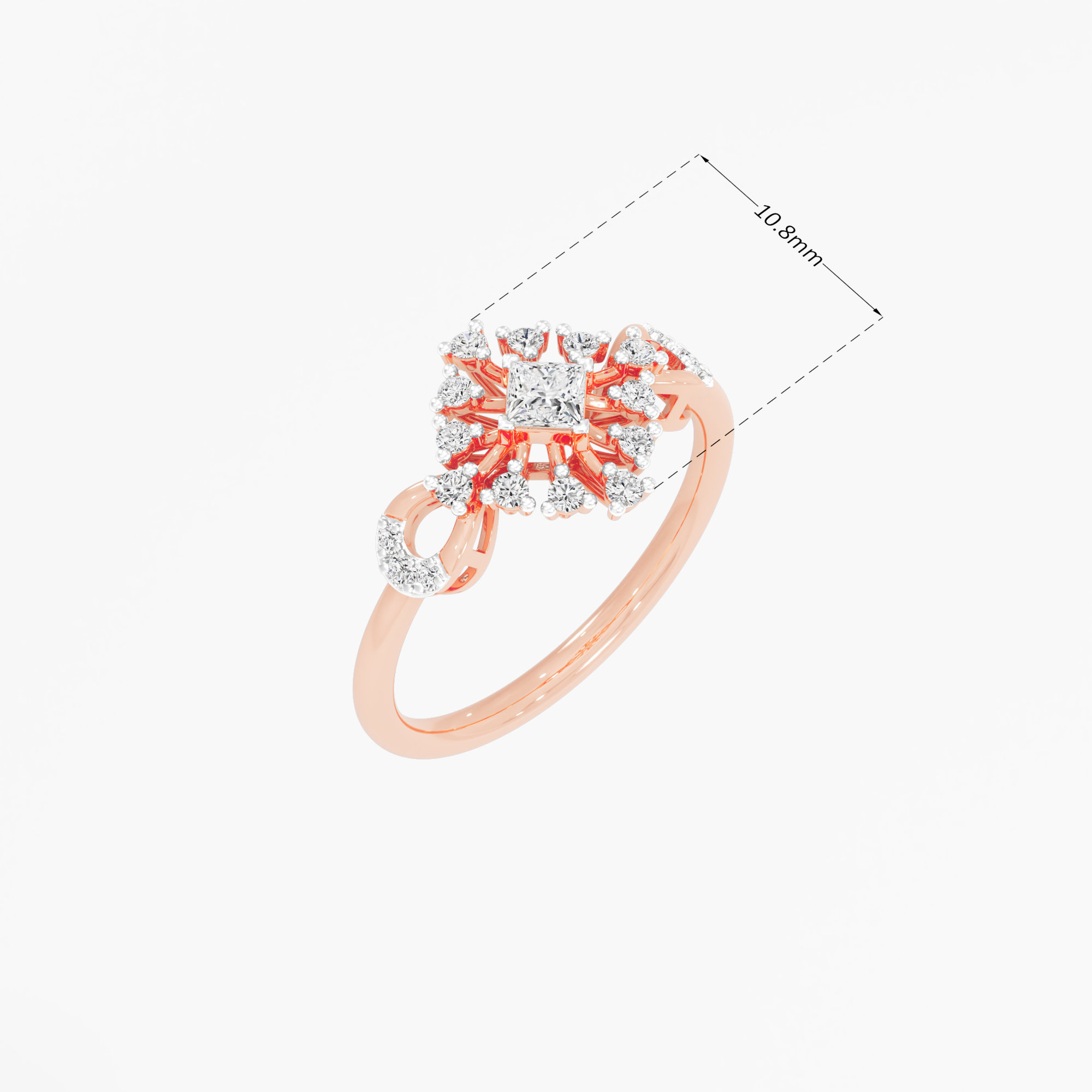 Pinwheel Crown Diamond Ring in 9KT Rose Gold (Diamond Quality: FG-VVS VS)