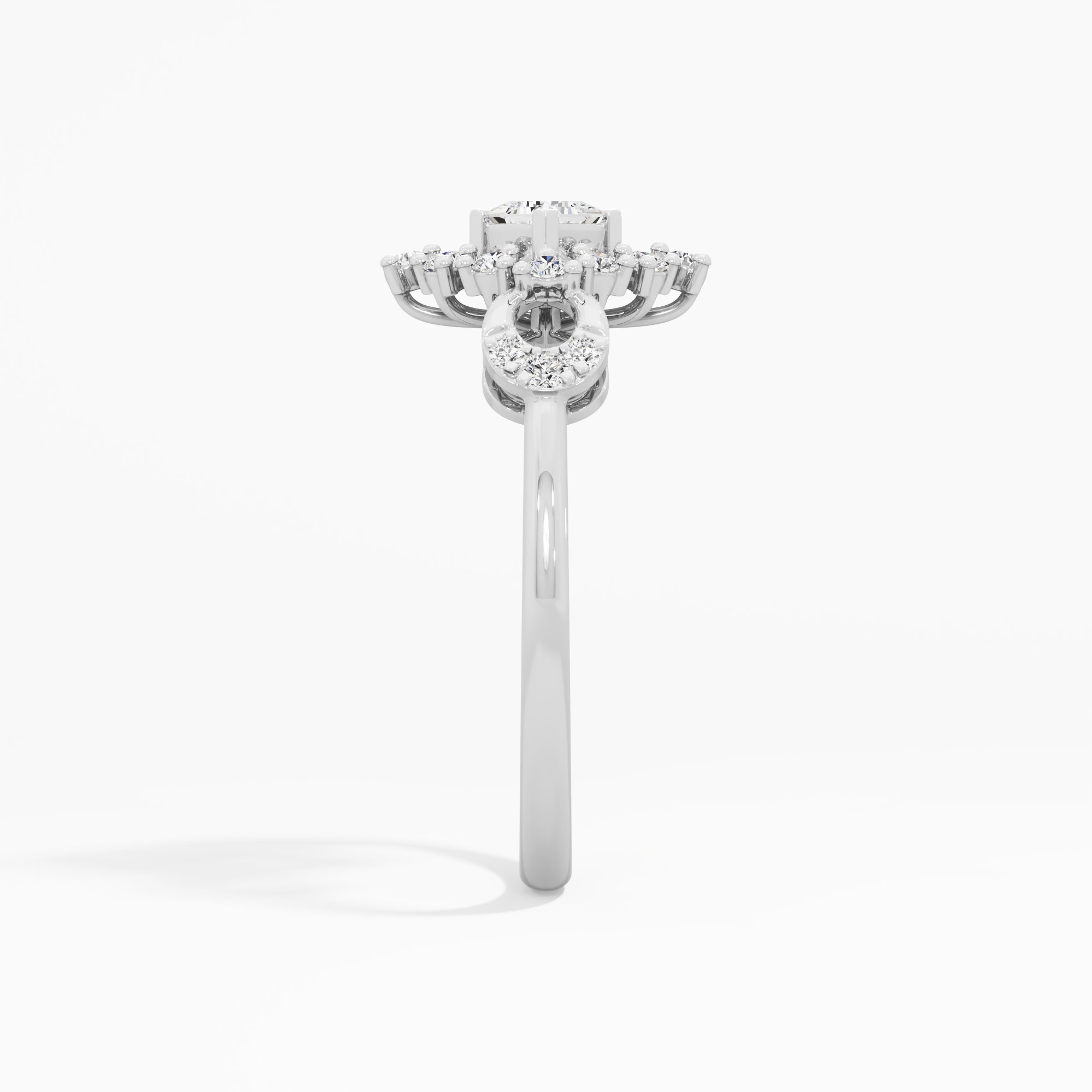 Pinwheel Crown Diamond Ring in 9KT White Gold (Diamond Quality: FG-VVS VS)