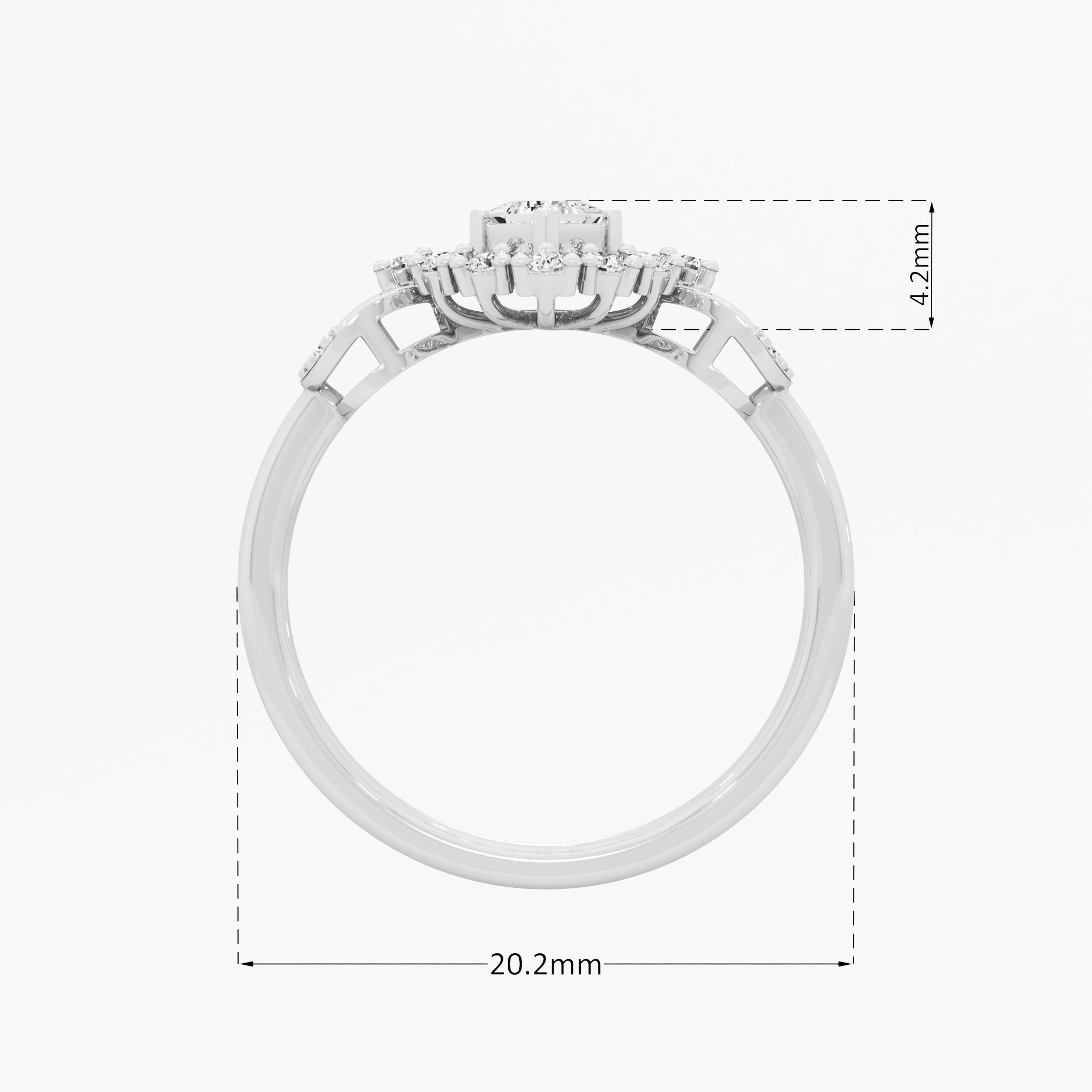 Pinwheel Crown Diamond Ring in 9KT White Gold (Diamond Quality: FG-VVS VS)