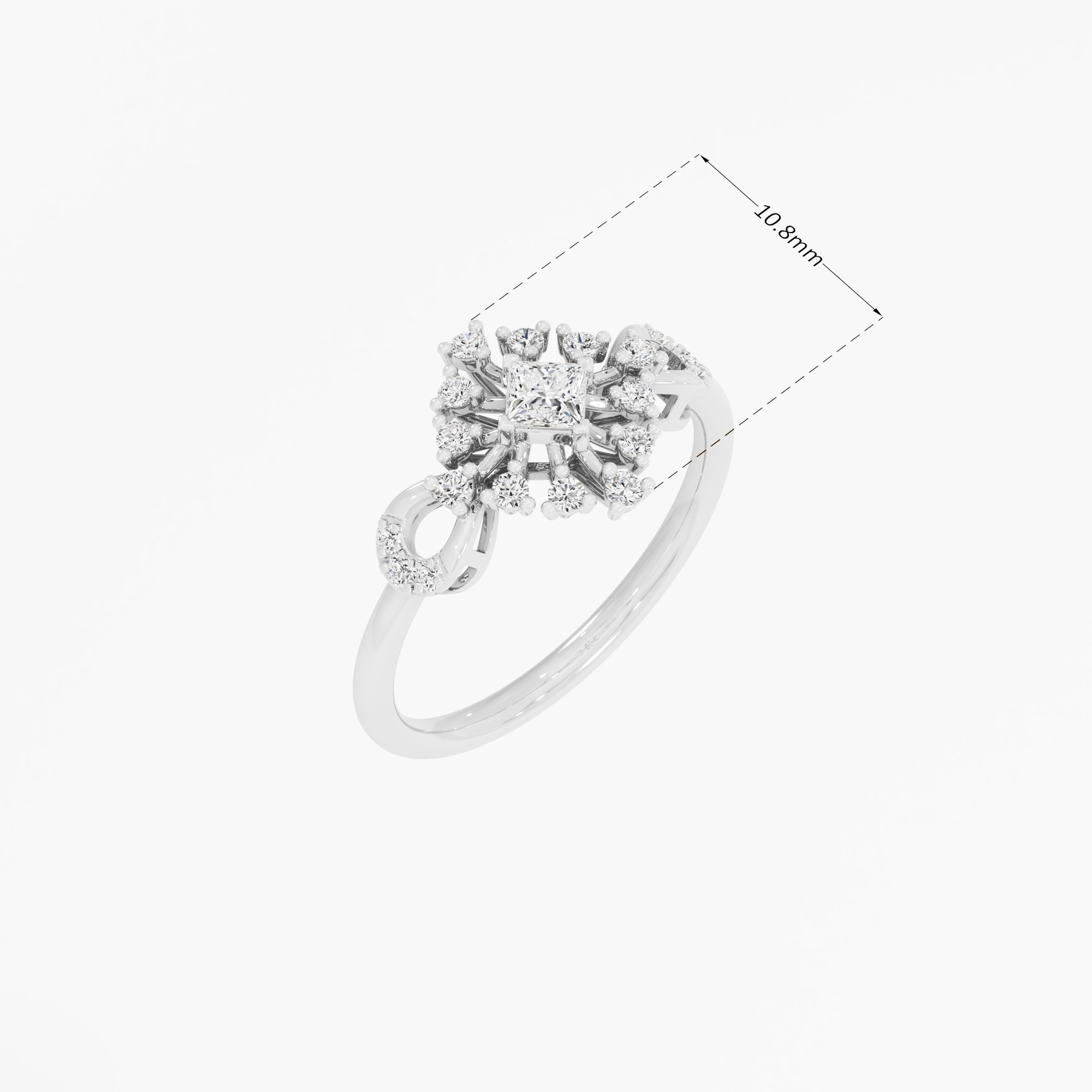Pinwheel Crown Diamond Ring in 9KT White Gold (Diamond Quality: FG-VVS VS)