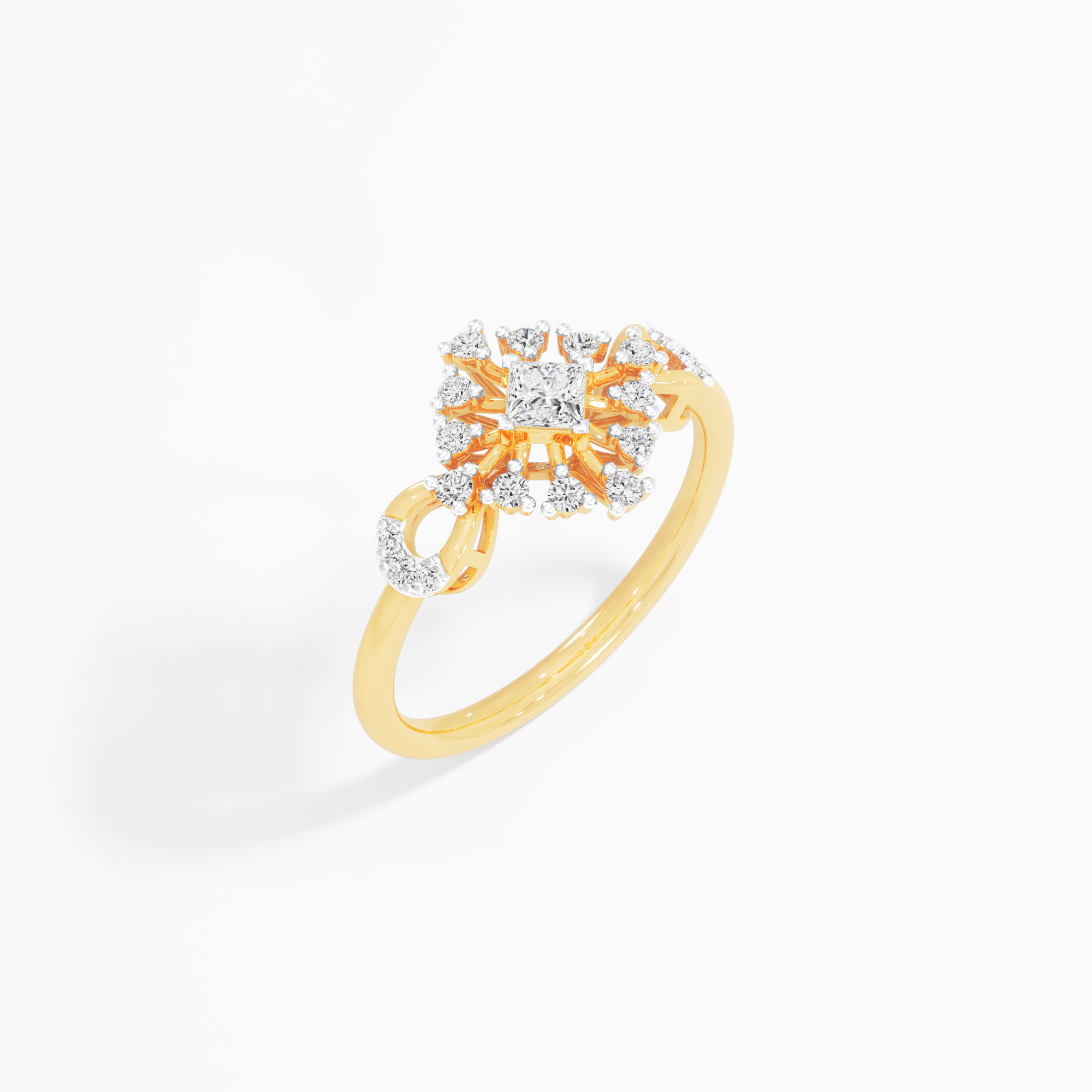 Pinwheel Crown Diamond Ring in 9KT Yellow Gold (Diamond Quality: FG-VVS VS)