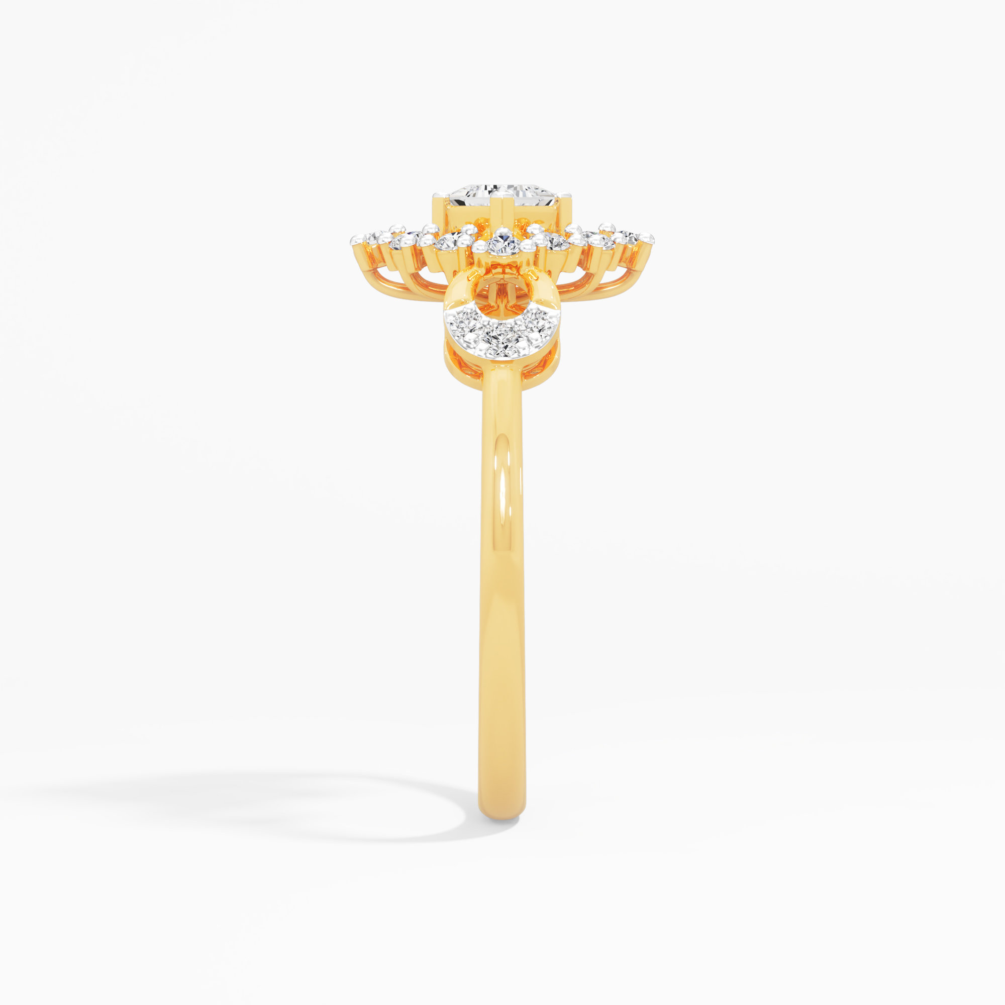 Pinwheel Crown Diamond Ring in 9KT Yellow Gold (Diamond Quality: FG-VVS VS)