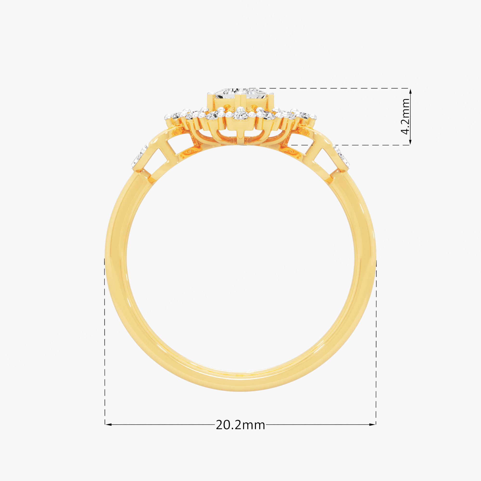 Pinwheel Crown Diamond Ring in 9KT Yellow Gold (Diamond Quality: FG-VVS VS)