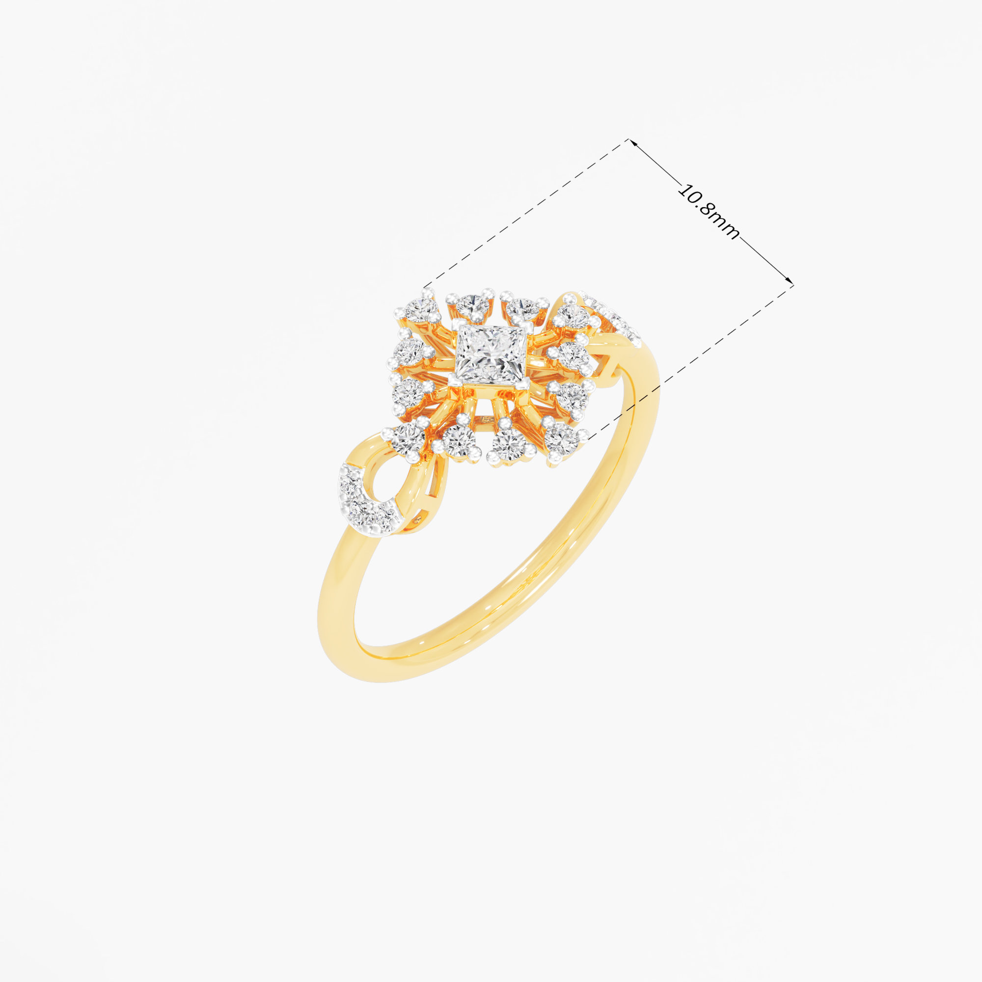 Pinwheel Crown Diamond Ring in 9KT Yellow Gold (Diamond Quality: FG-VVS VS)