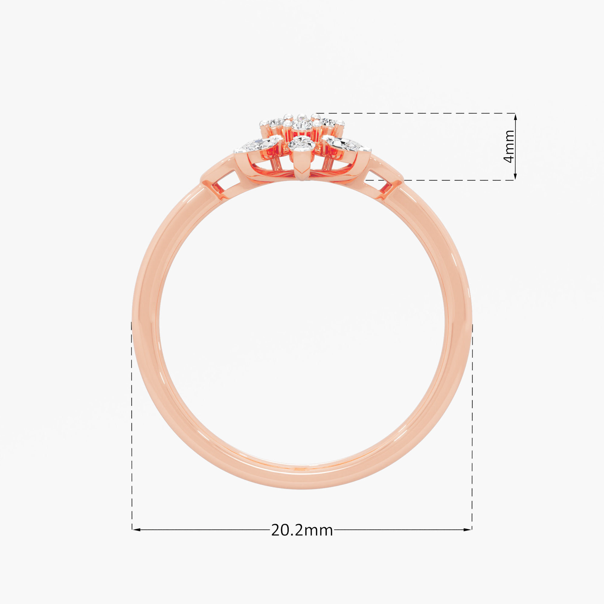 Marquise Radial Diamond Ring in 9KT Rose Gold (Diamond Quality: FG-VVS VS)