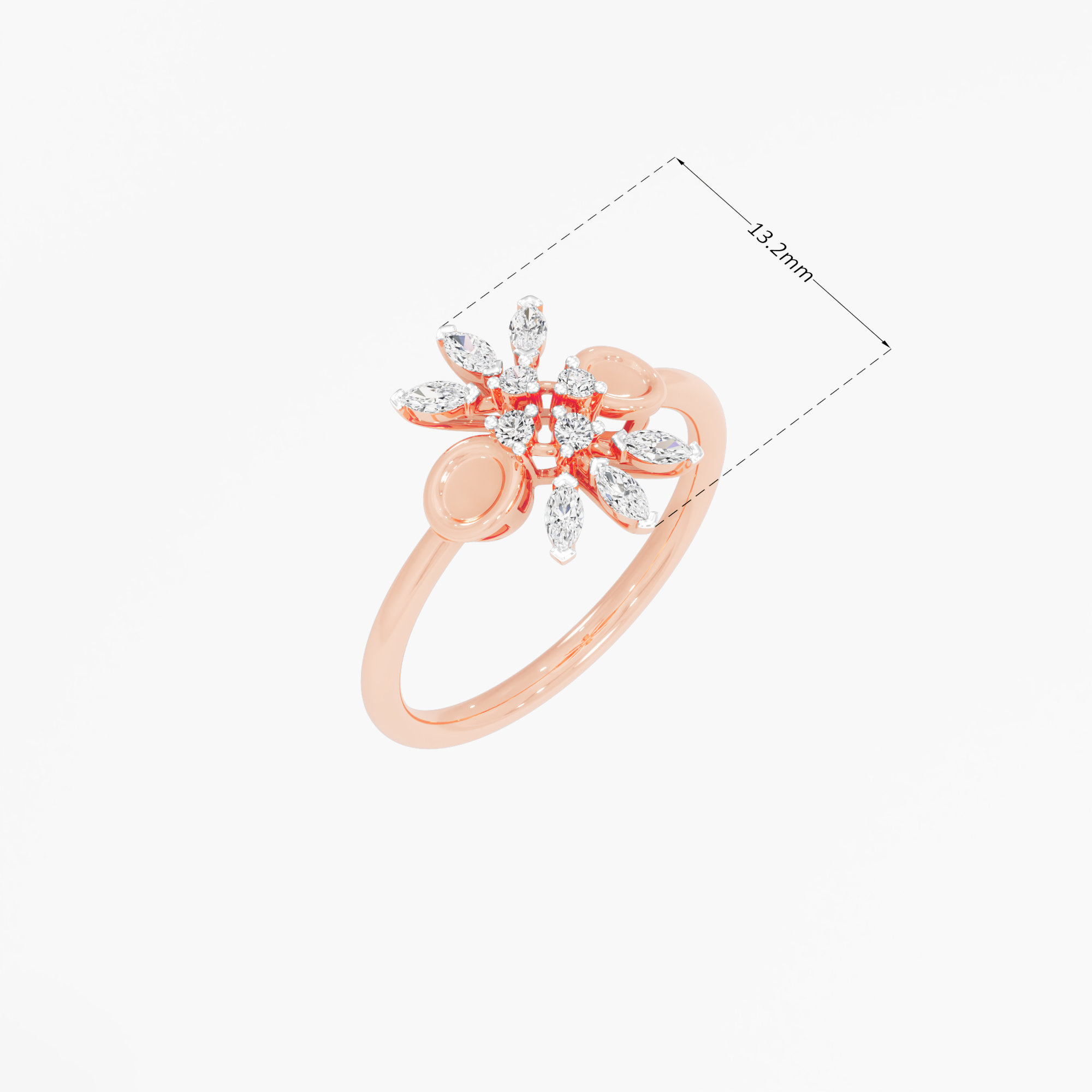 Marquise Radial Diamond Ring in 9KT Rose Gold (Diamond Quality: FG-VVS VS)