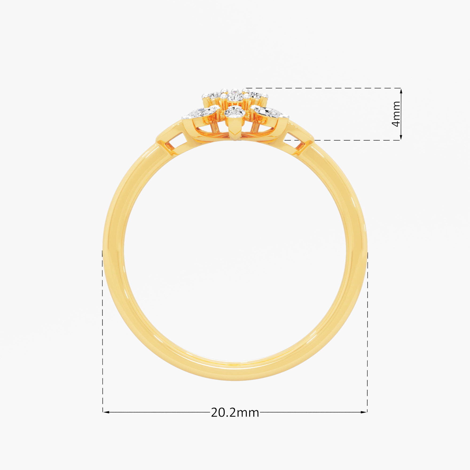 Marquise Radial Diamond Ring in 9KT Yellow Gold (Diamond Quality: FG-VVS VS)