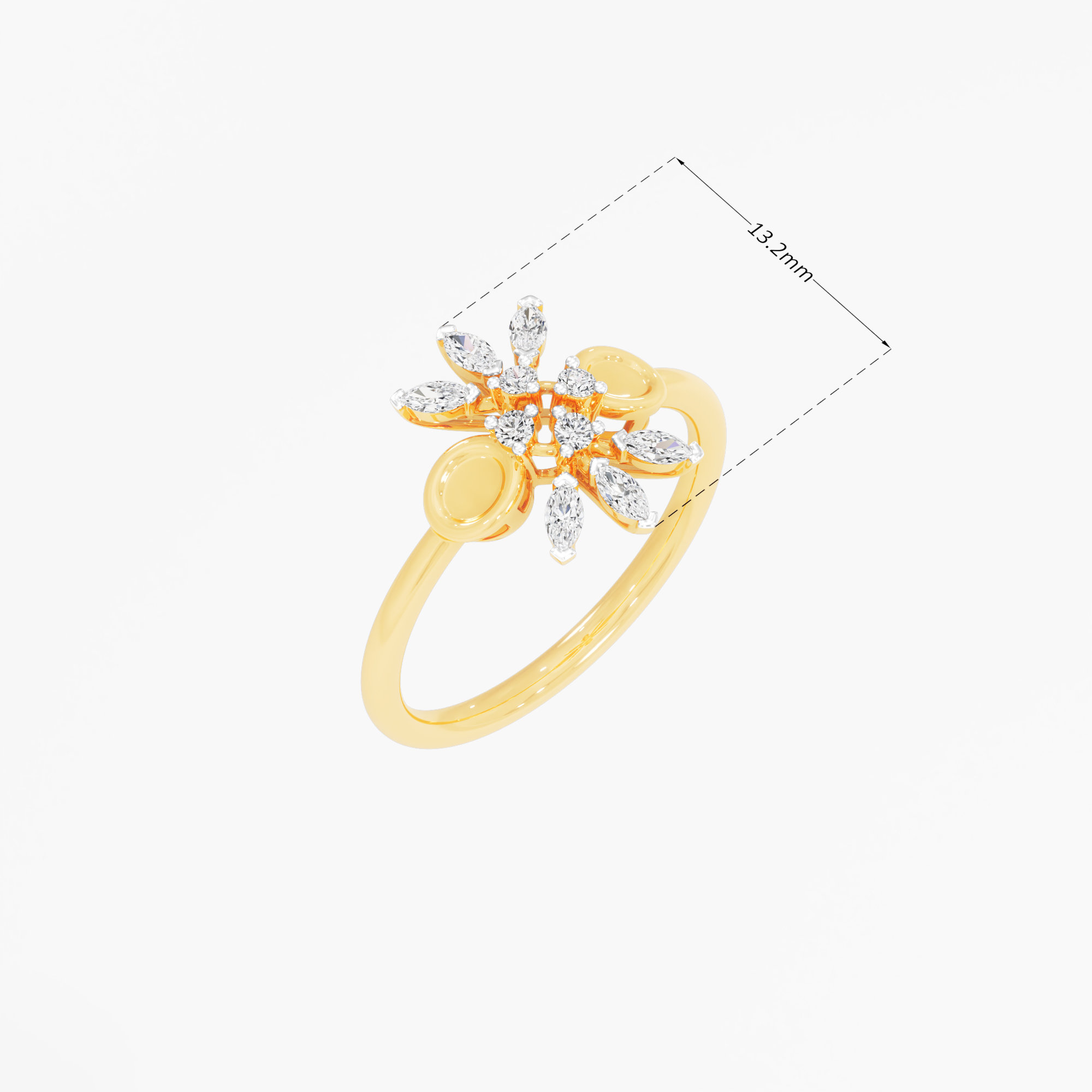 Marquise Radial Diamond Ring in 9KT Yellow Gold (Diamond Quality: FG-VVS VS)