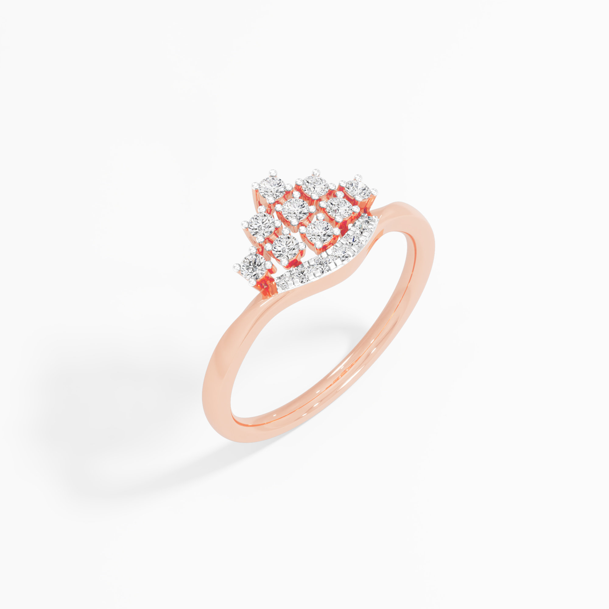 Regal Shield Diamond Ring in 9KT Rose Gold (Diamond Quality: FG-VVS VS)