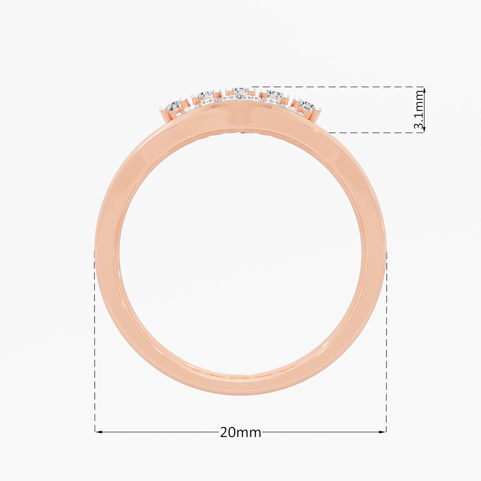 Regal Shield Diamond Ring in 9KT Rose Gold (Diamond Quality: FG-VVS VS)