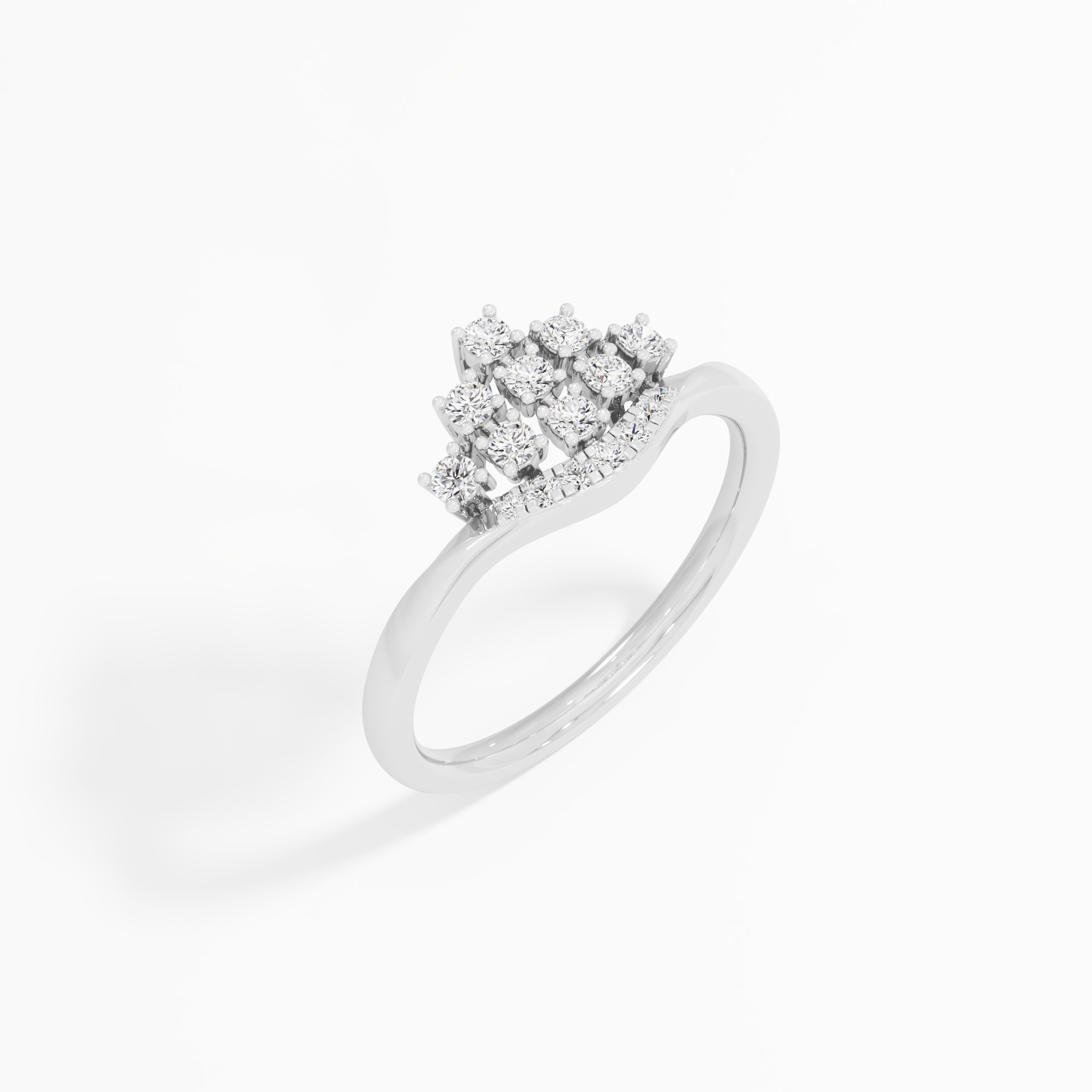 Regal Shield Diamond Ring in 9KT White Gold (Diamond Quality: FG-VVS VS)
