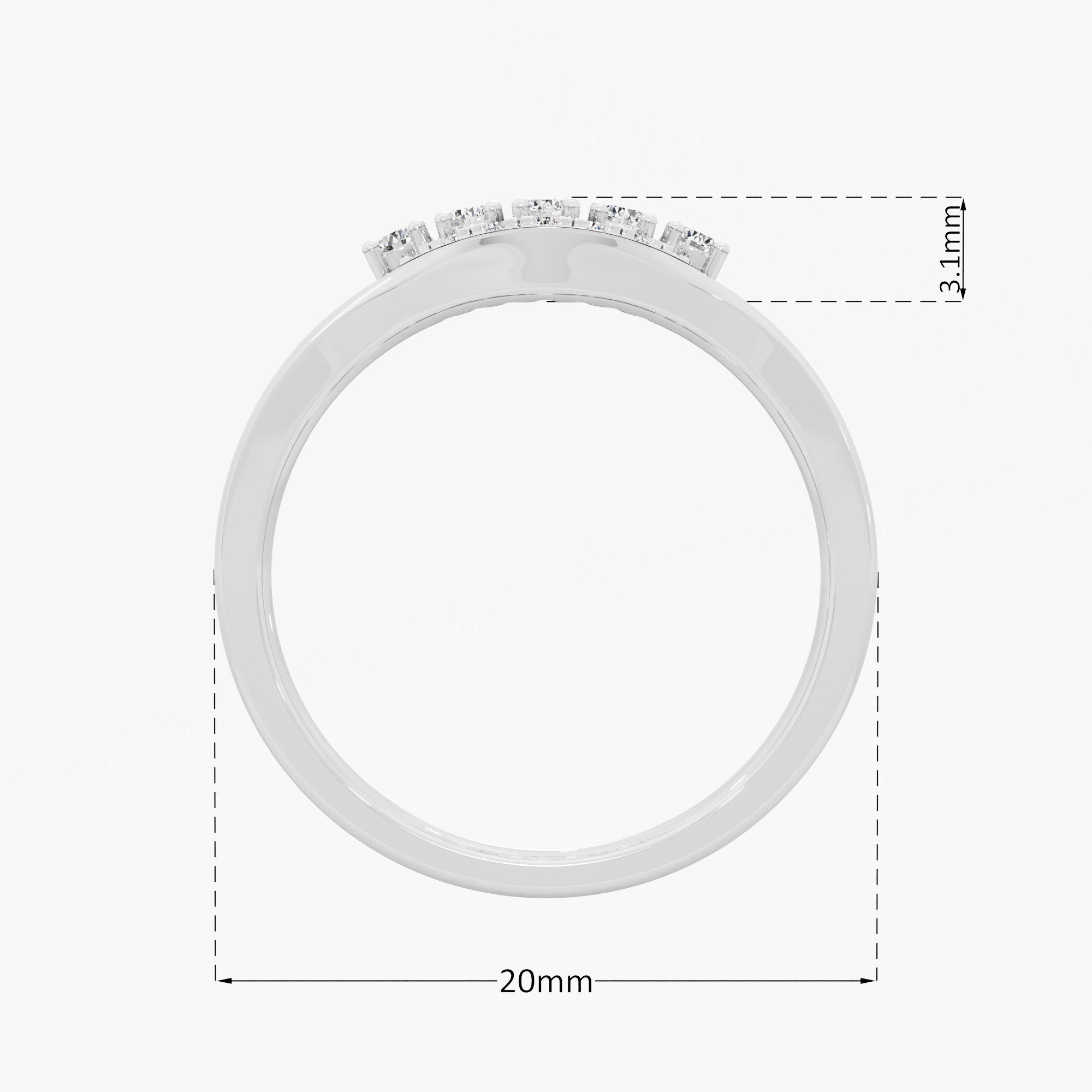 Regal Shield Diamond Ring in 9KT White Gold (Diamond Quality: FG-VVS VS)