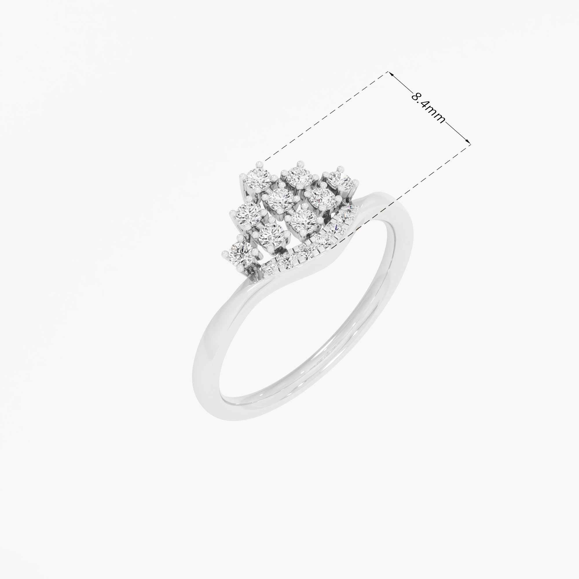 Regal Shield Diamond Ring in 9KT White Gold (Diamond Quality: FG-VVS VS)