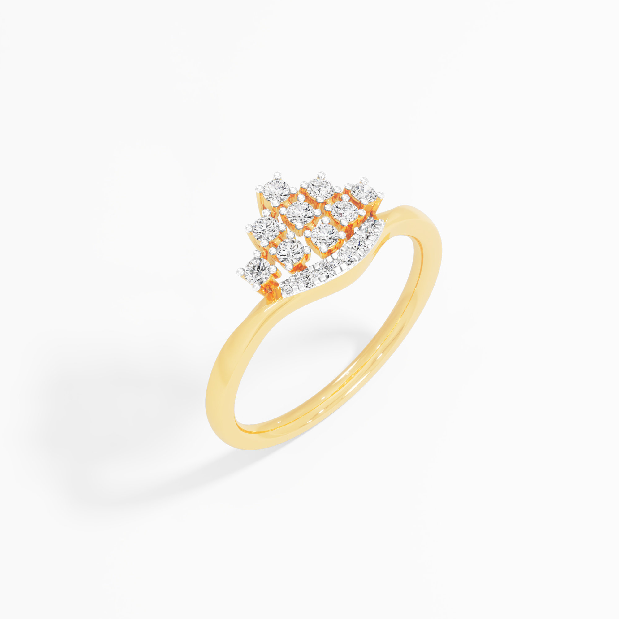 Regal Shield Diamond Ring in 9KT Yellow Gold (Diamond Quality: FG-VVS VS)
