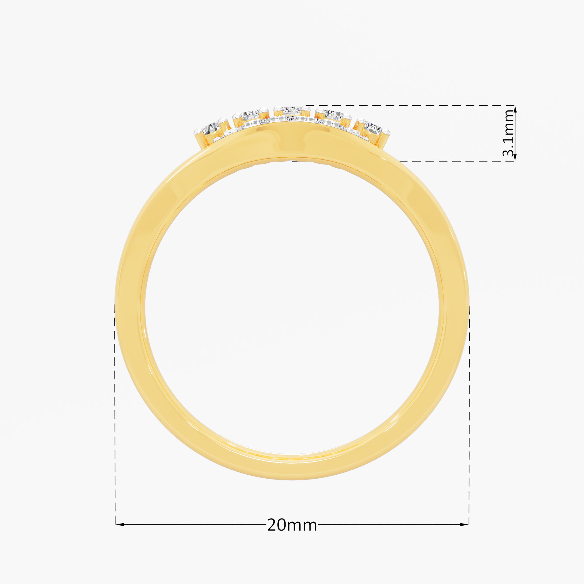 Regal Shield Diamond Ring in 9KT Yellow Gold (Diamond Quality: FG-VVS VS)
