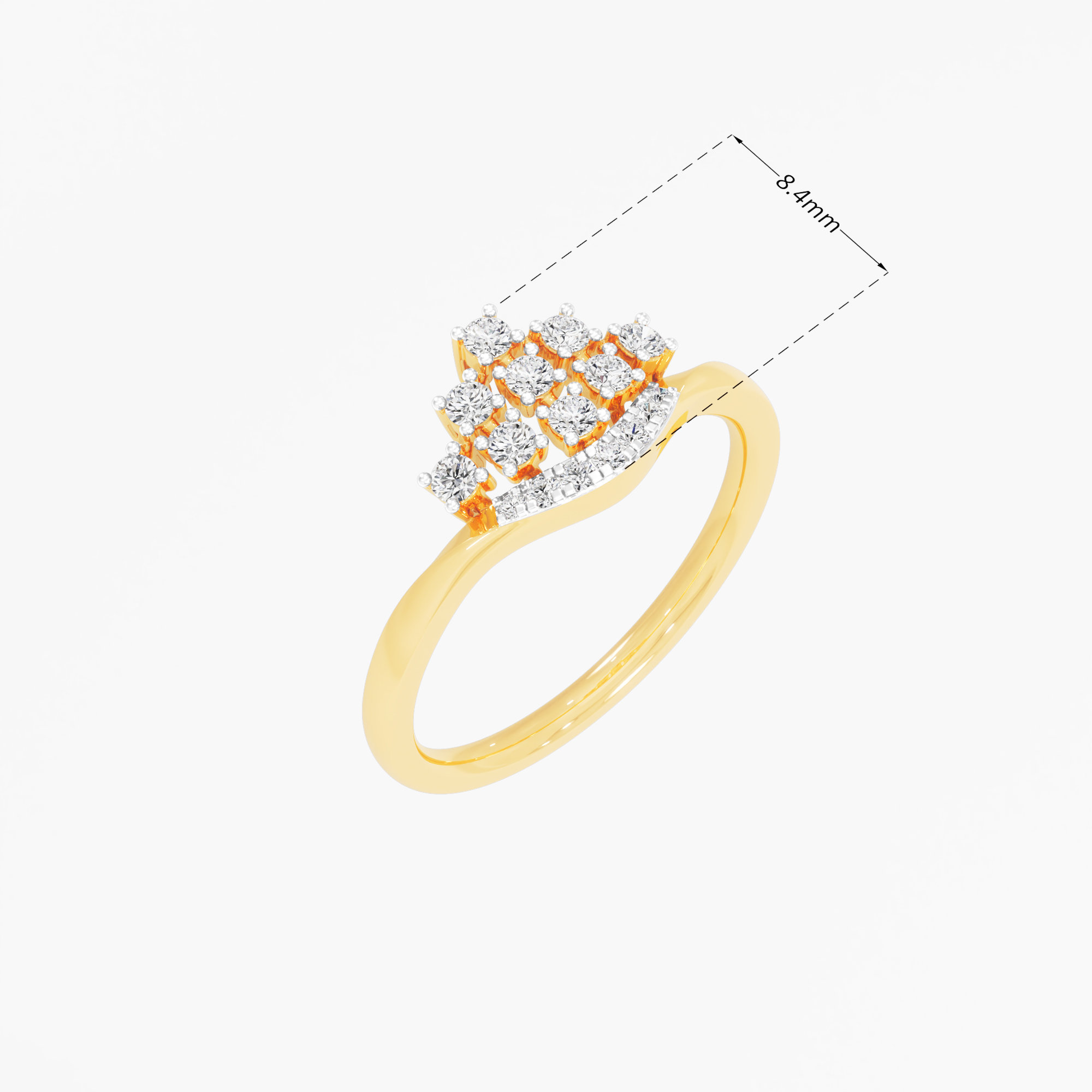 Regal Shield Diamond Ring in 9KT Yellow Gold (Diamond Quality: FG-VVS VS)