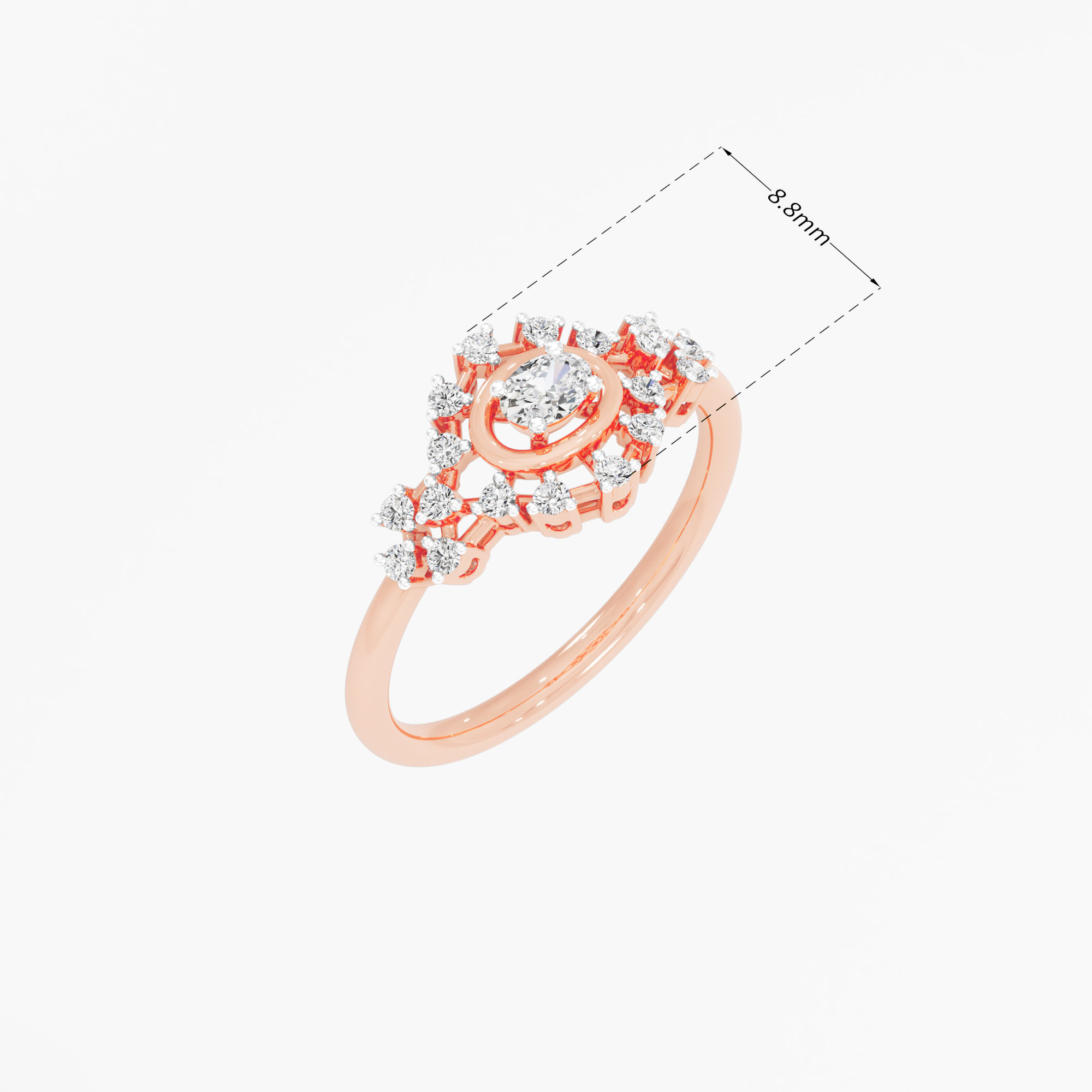 Oval Nova Diamond Ring in 9KT Rose Gold (Diamond Quality: FG-VVS VS)