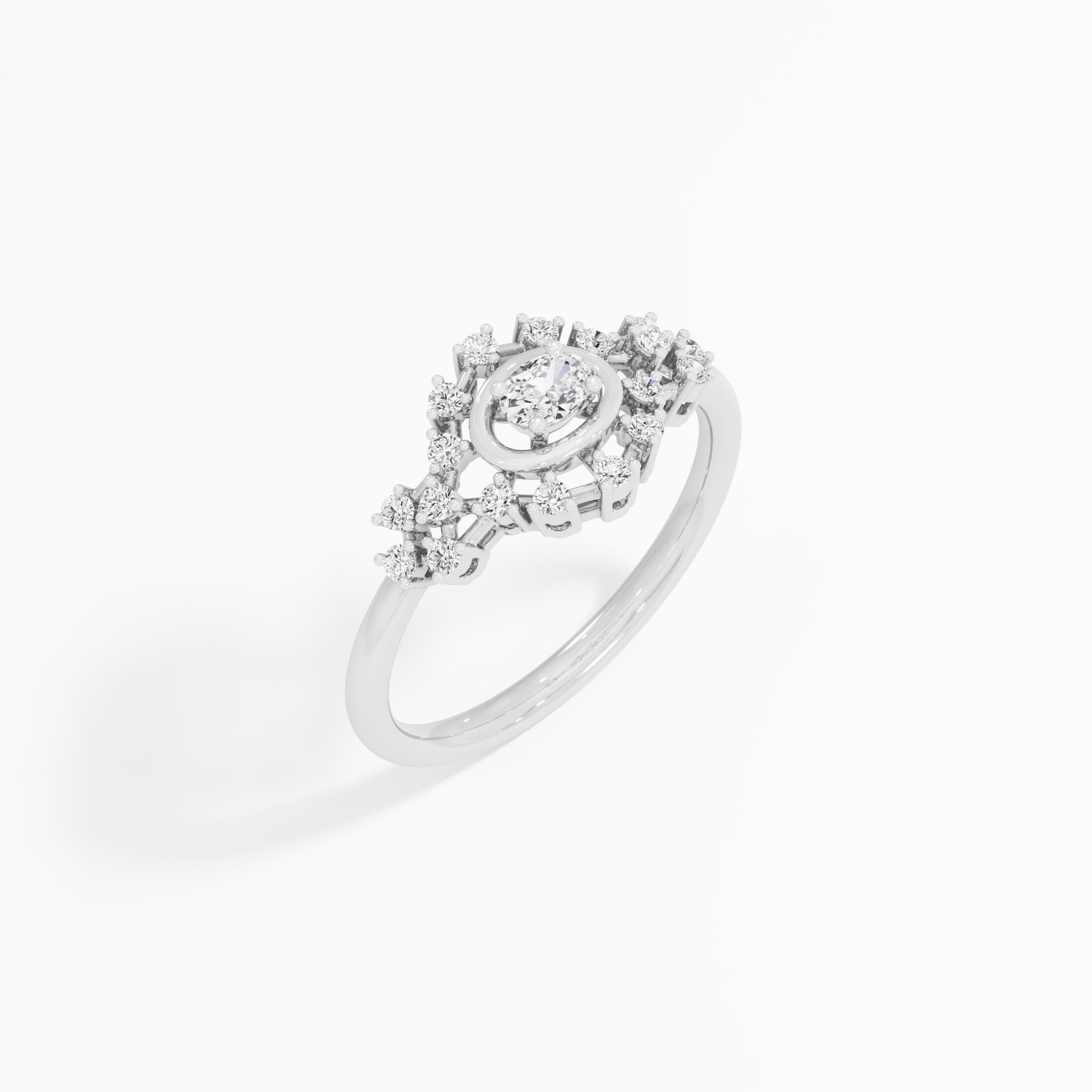 Oval Nova Diamond Ring in 9KT White Gold (Diamond Quality: FG-VVS VS)