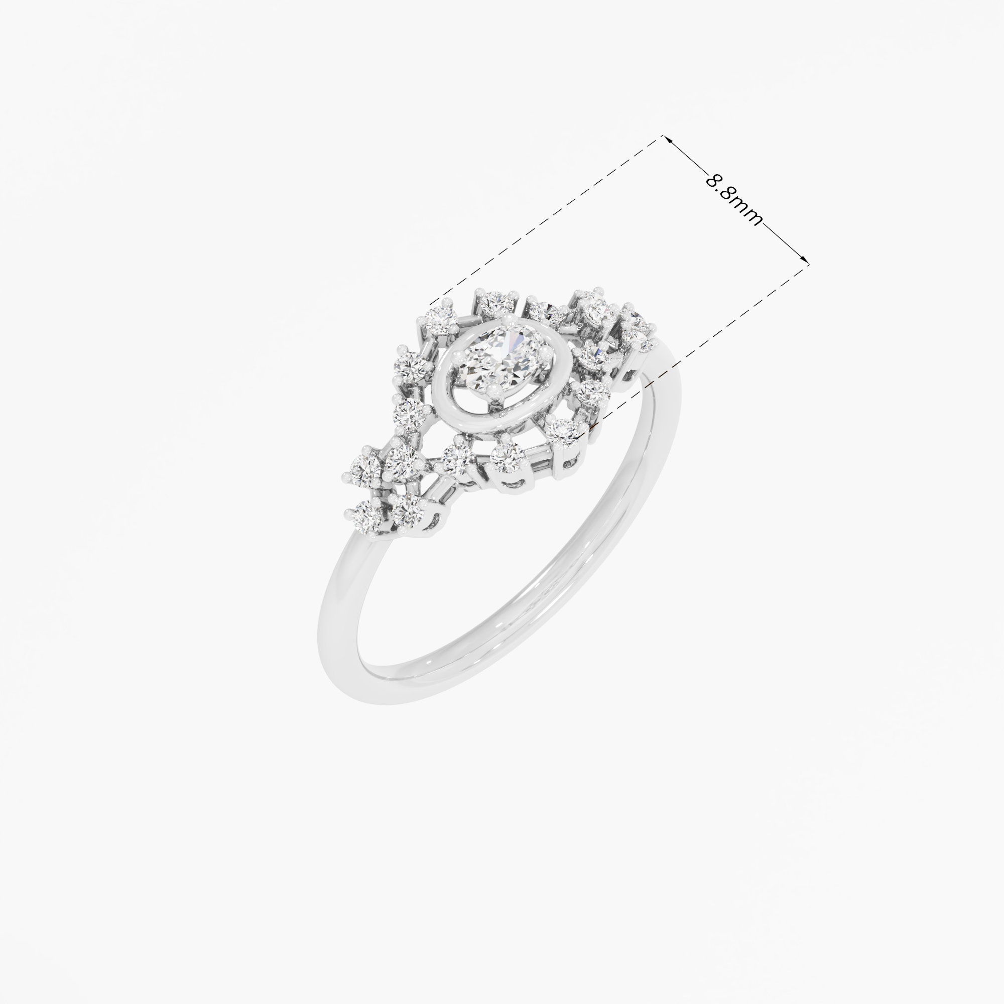 Oval Nova Diamond Ring in 9KT White Gold (Diamond Quality: FG-VVS VS)