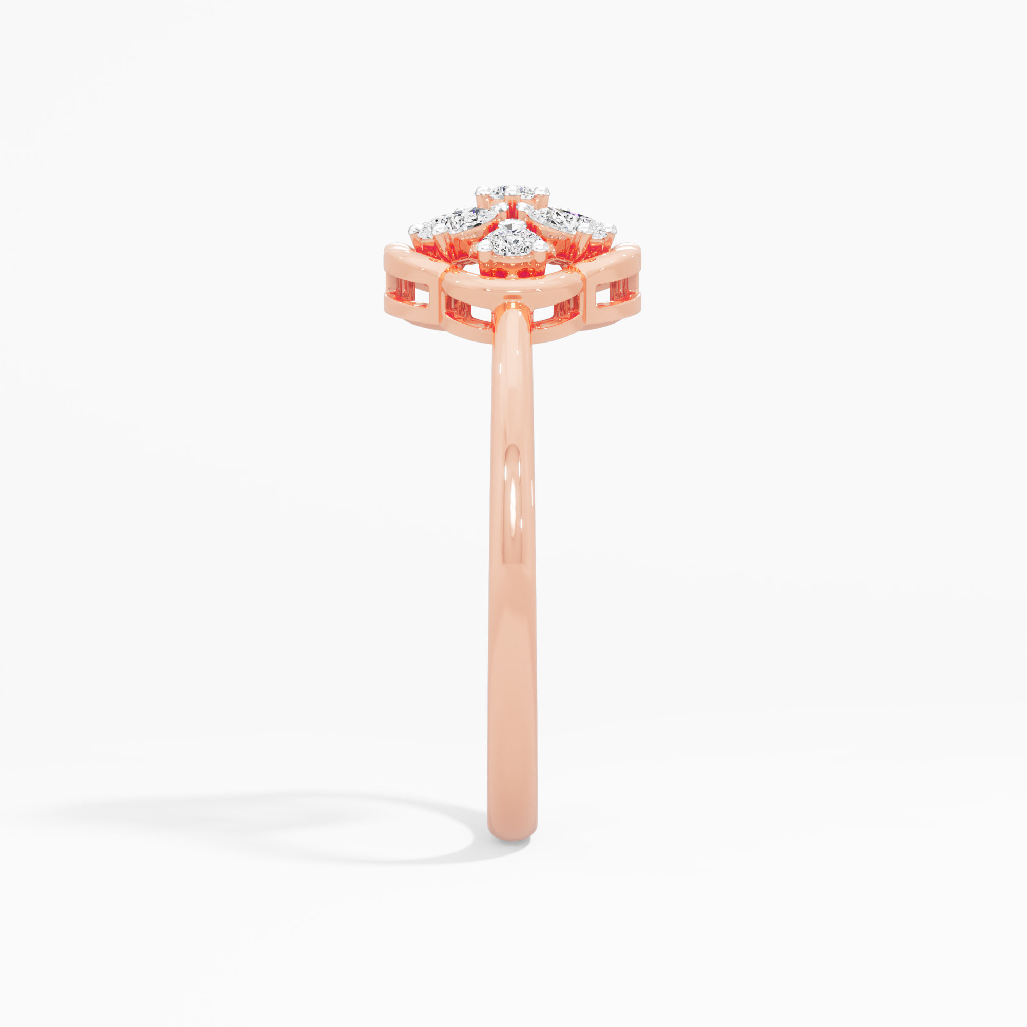 Medallion Cross Diamond Ring in 9KT Rose Gold (Diamond Quality: FG-VVS VS)
