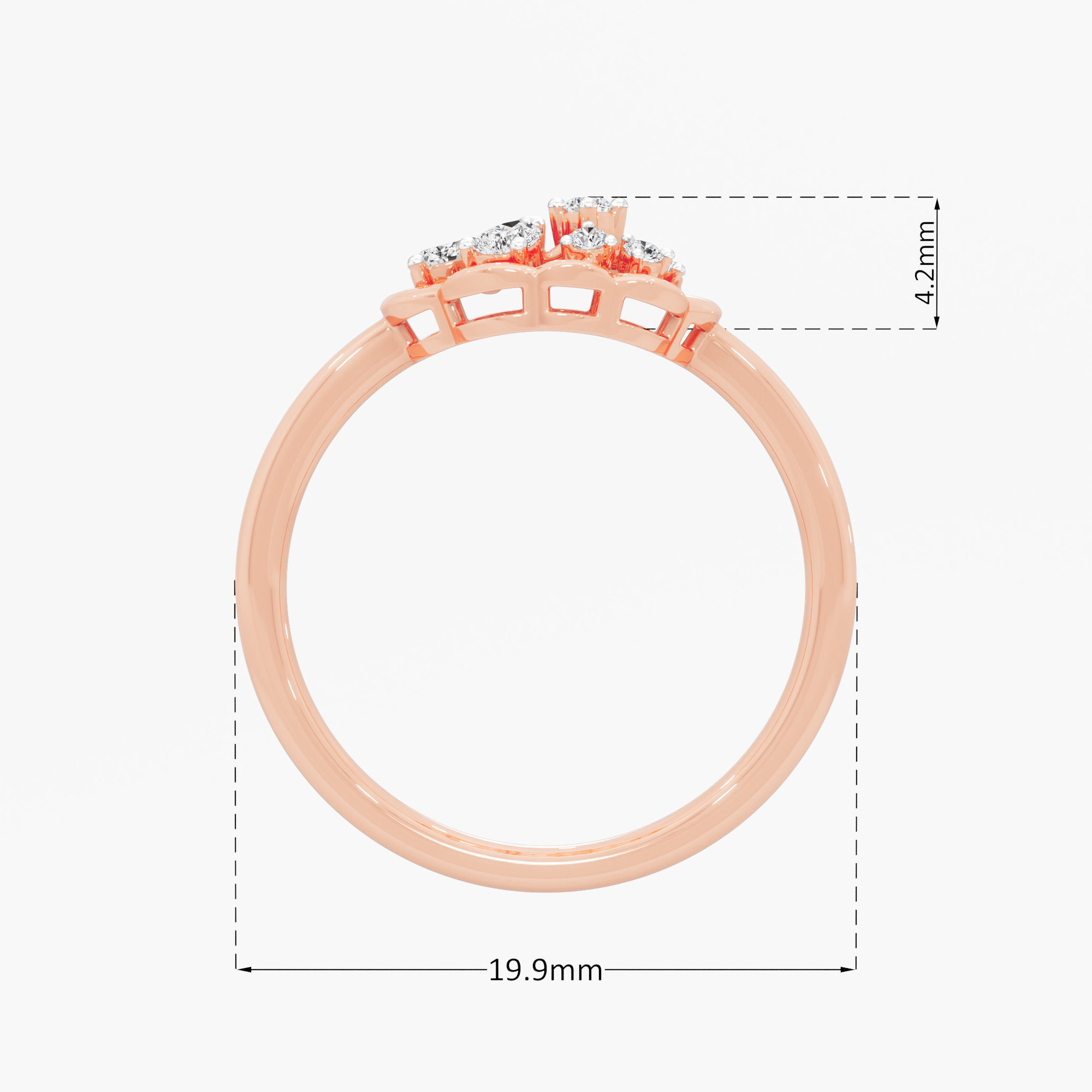 Medallion Cross Diamond Ring in 9KT Rose Gold (Diamond Quality: FG-VVS VS)