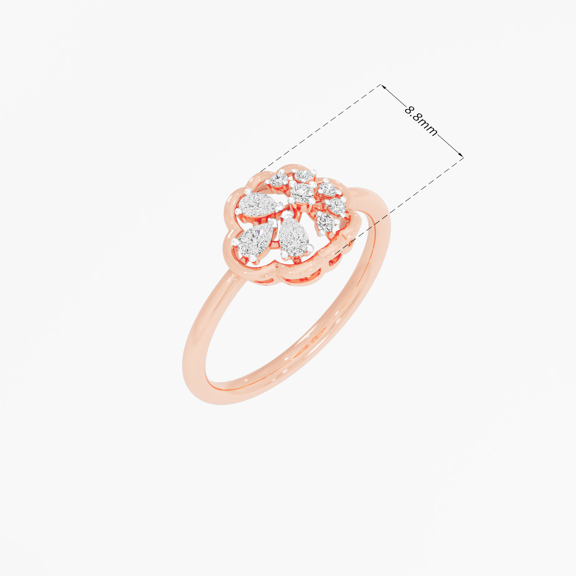 Medallion Cross Diamond Ring in 9KT Rose Gold (Diamond Quality: FG-VVS VS)