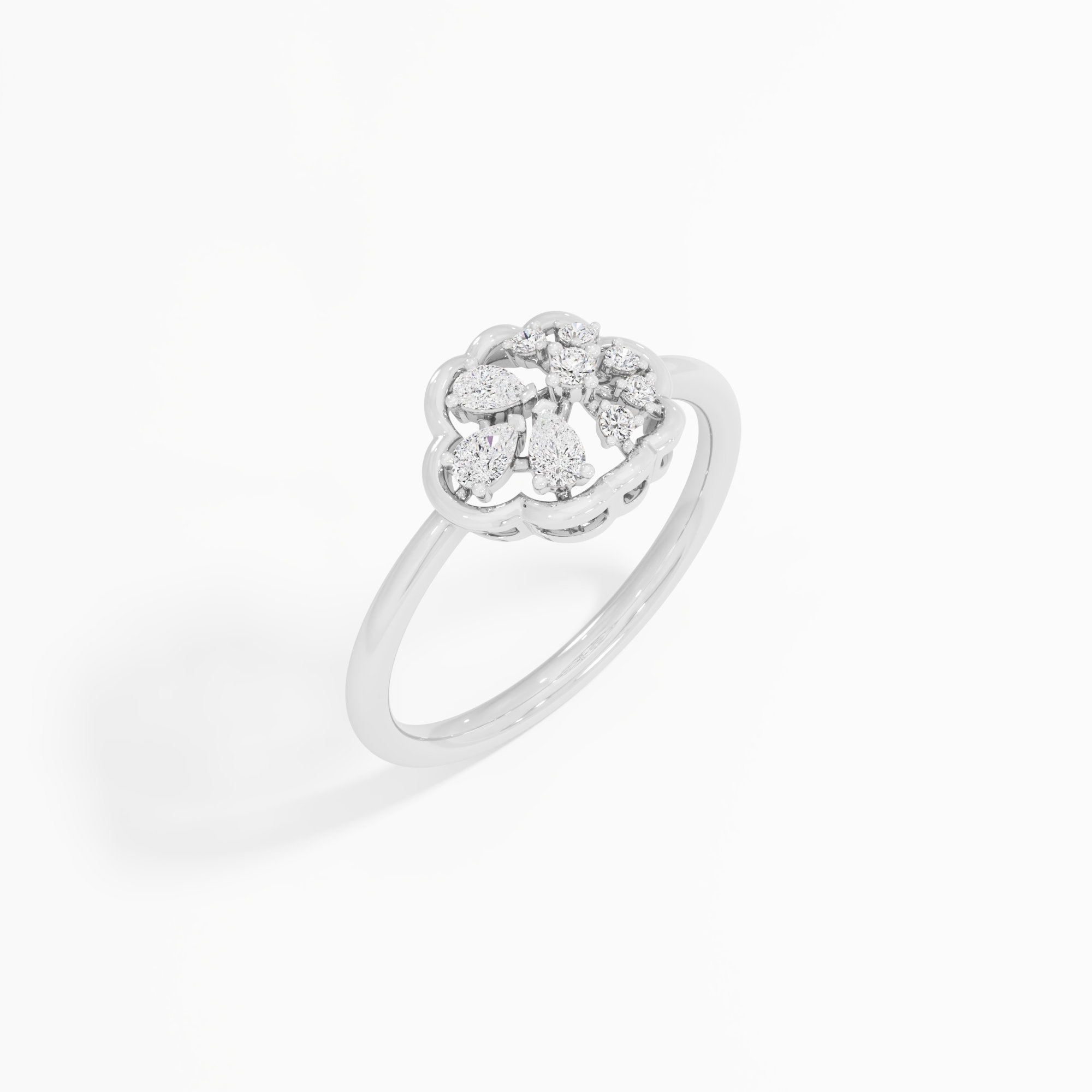 Medallion Cross Diamond Ring in 9KT White Gold (Diamond Quality: FG-VVS VS)