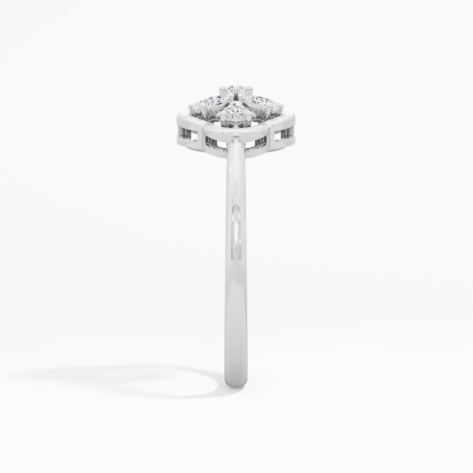 Medallion Cross Diamond Ring in 9KT White Gold (Diamond Quality: FG-VVS VS)