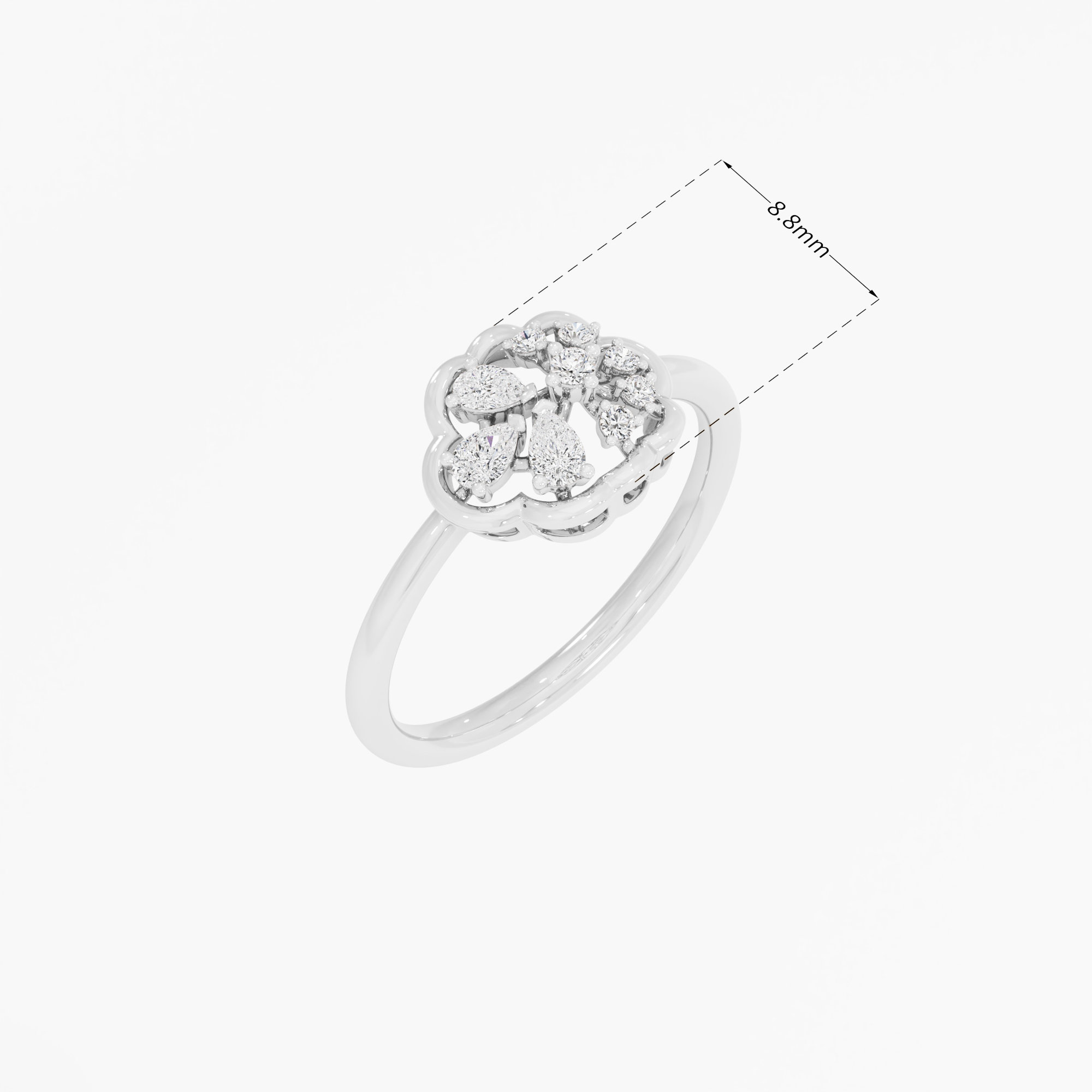 Medallion Cross Diamond Ring in 9KT White Gold (Diamond Quality: FG-VVS VS)