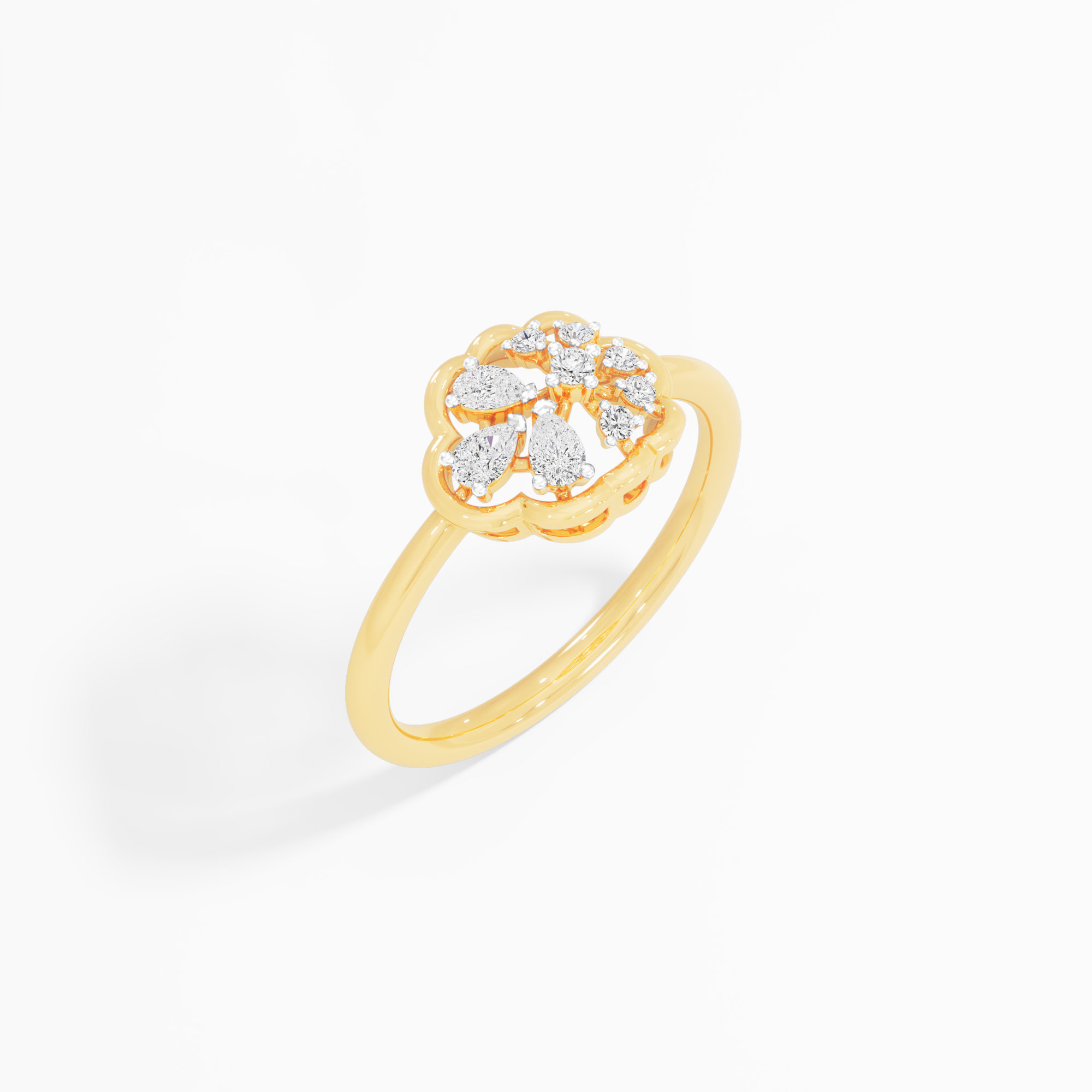 Medallion Cross Diamond Ring in 9KT Yellow Gold (Diamond Quality: FG-VVS VS)