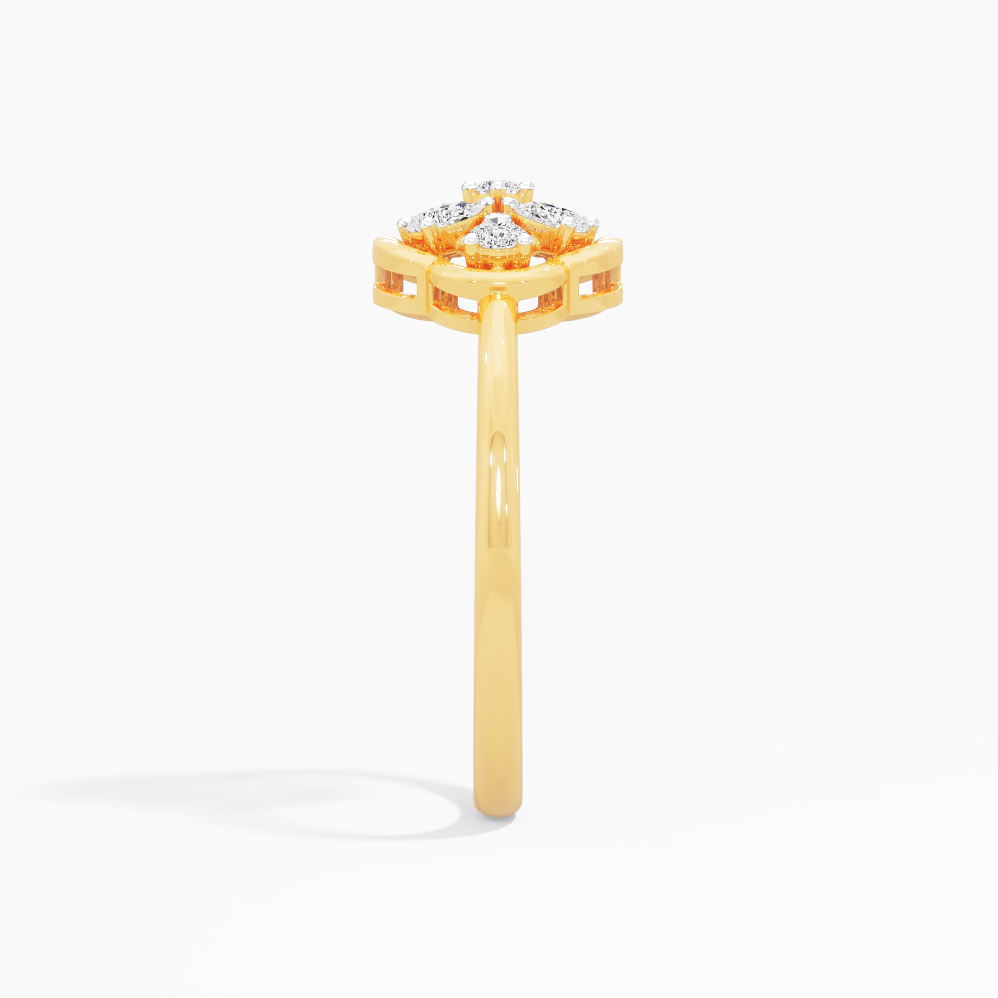 Medallion Cross Diamond Ring in 9KT Yellow Gold (Diamond Quality: FG-VVS VS)