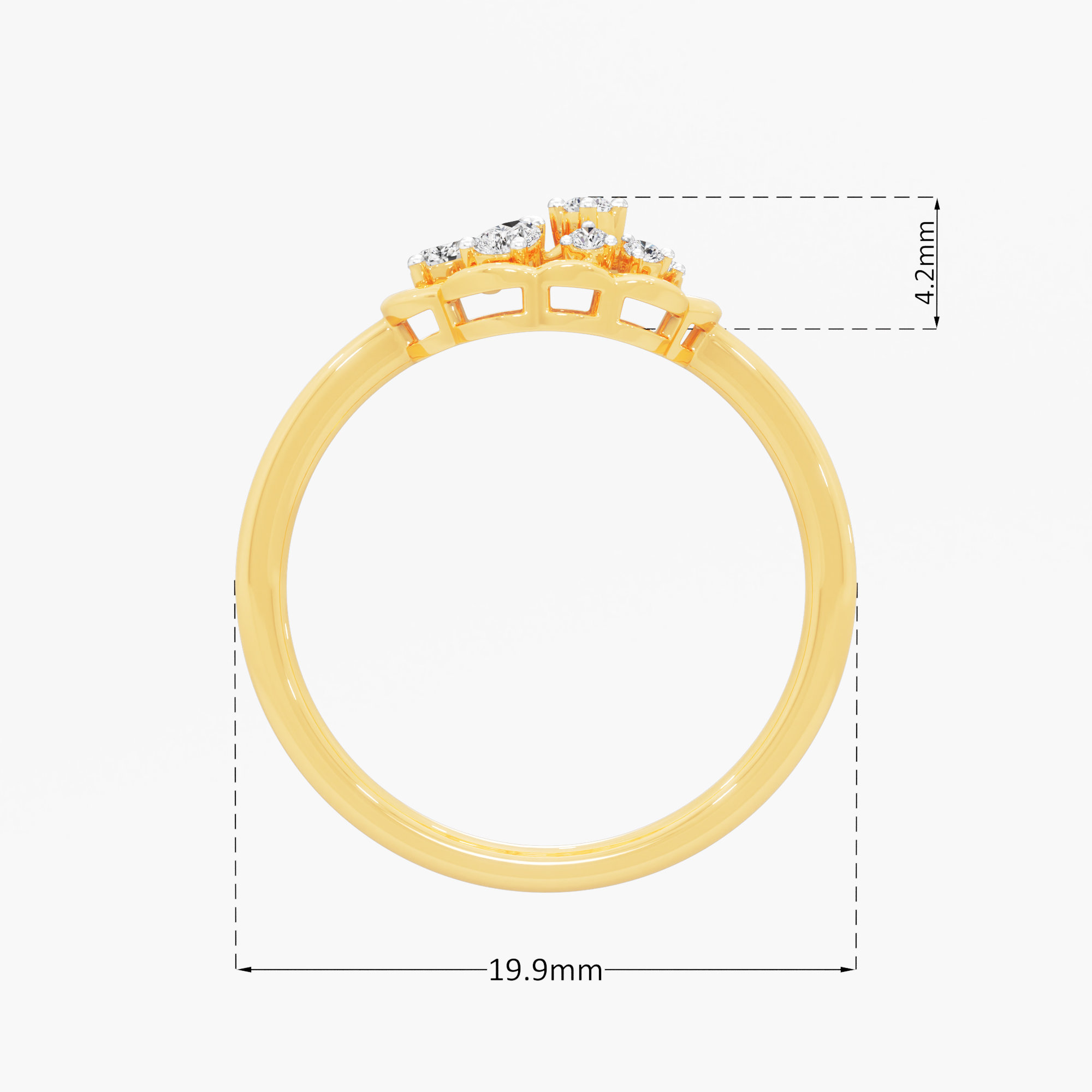 Medallion Cross Diamond Ring in 9KT Yellow Gold (Diamond Quality: FG-VVS VS)