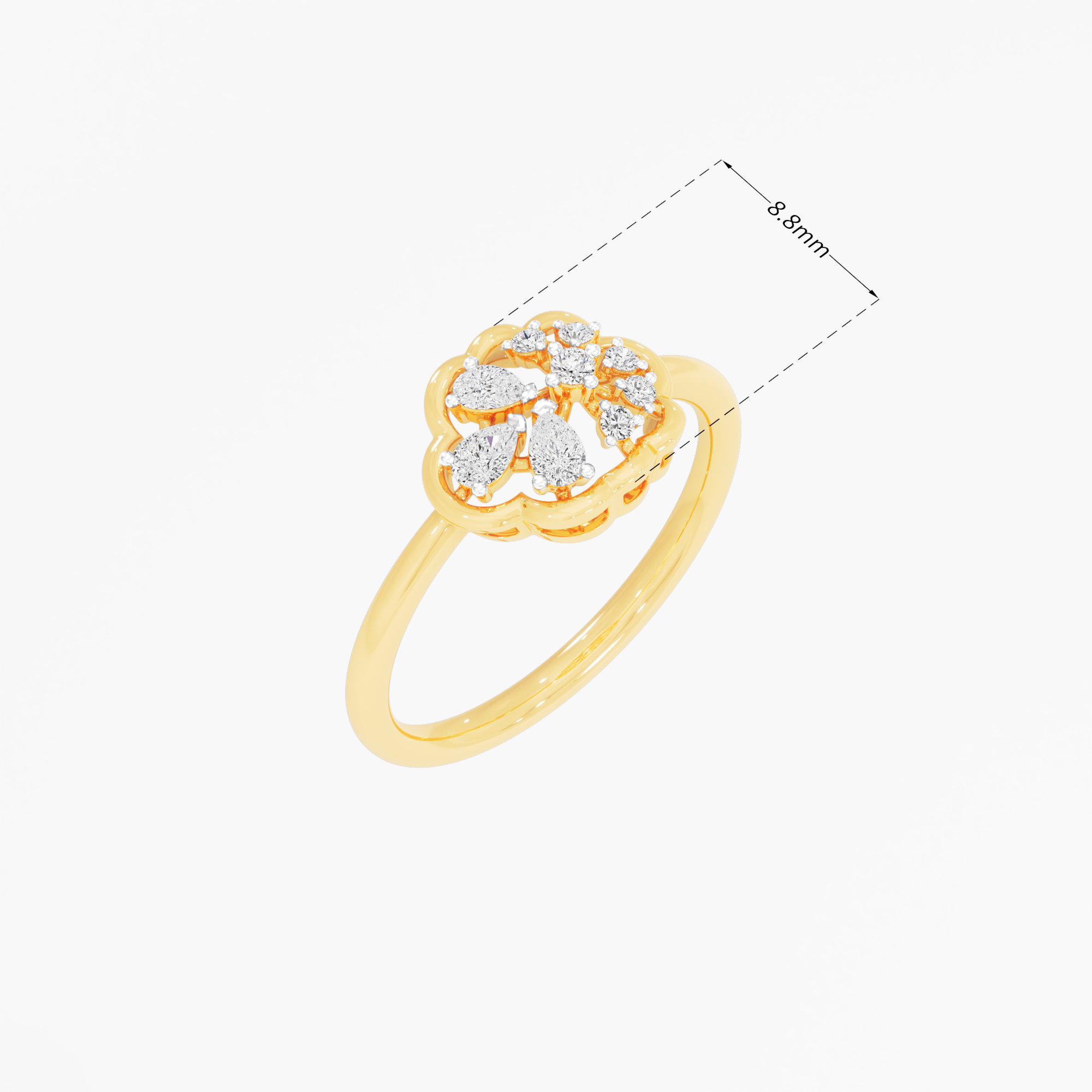 Medallion Cross Diamond Ring in 9KT Yellow Gold (Diamond Quality: FG-VVS VS)
