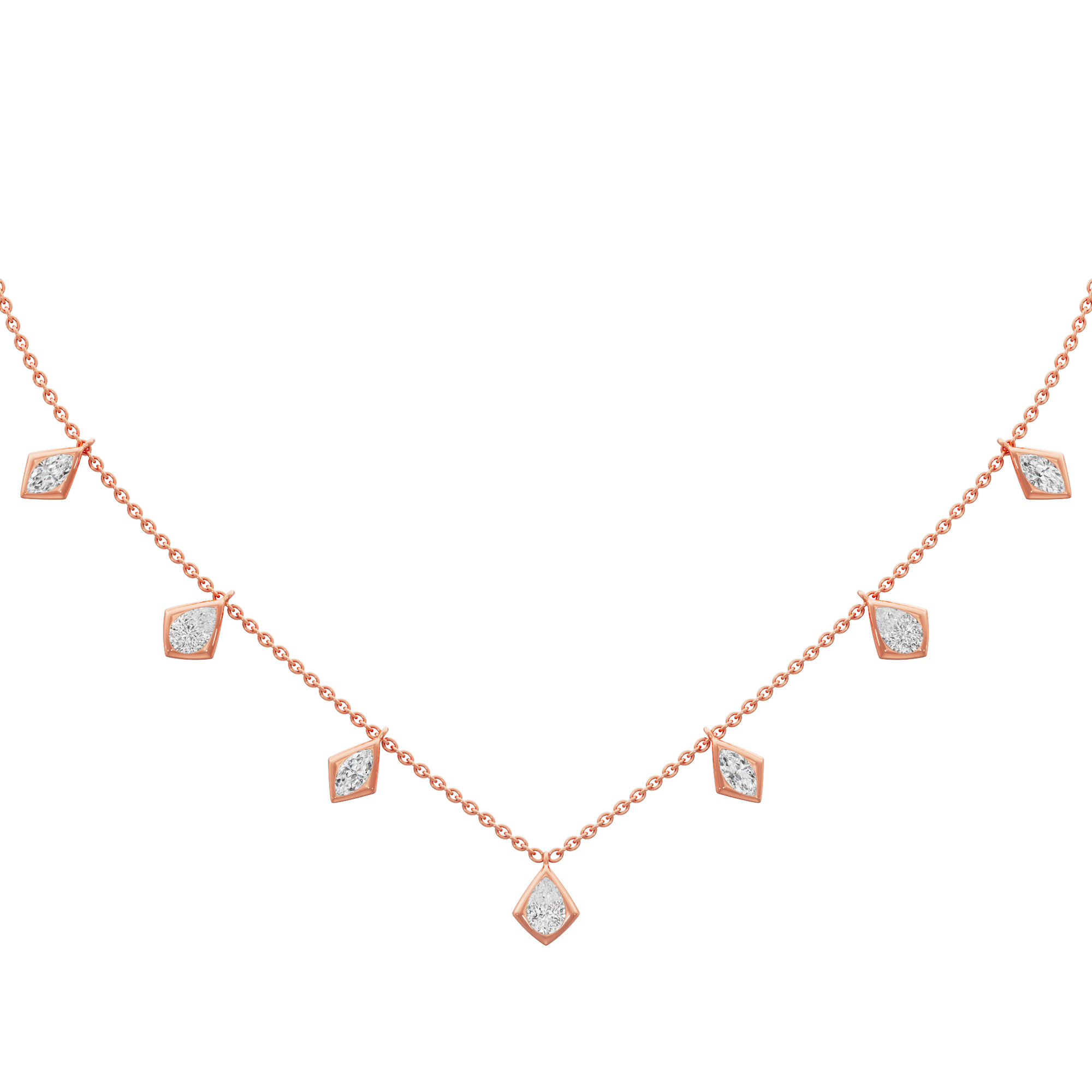 Golden Charm Diamond Necklace in 9KT Rose Gold (Diamond Quality:FG-VVS VS)