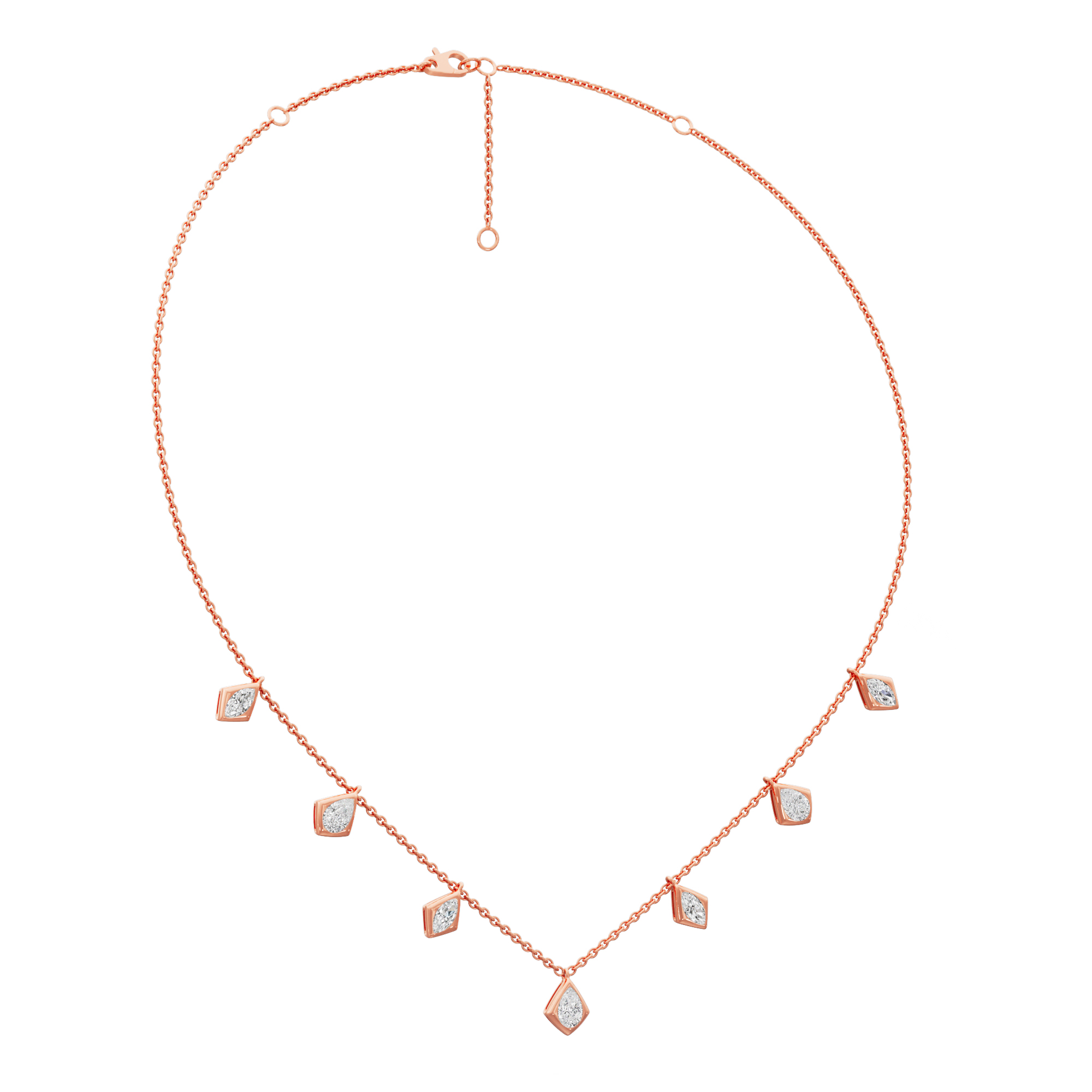 Golden Charm Diamond Necklace in 9KT Rose Gold (Diamond Quality:FG-VVS VS)