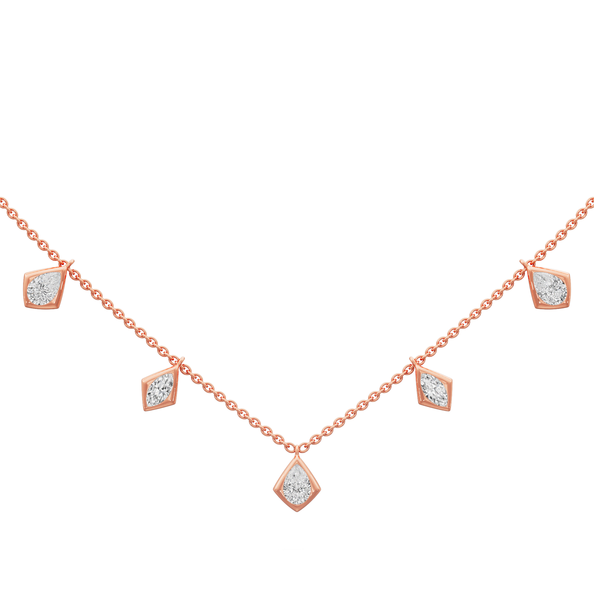 Golden Charm Diamond Necklace in 9KT Rose Gold (Diamond Quality:FG-VVS VS)