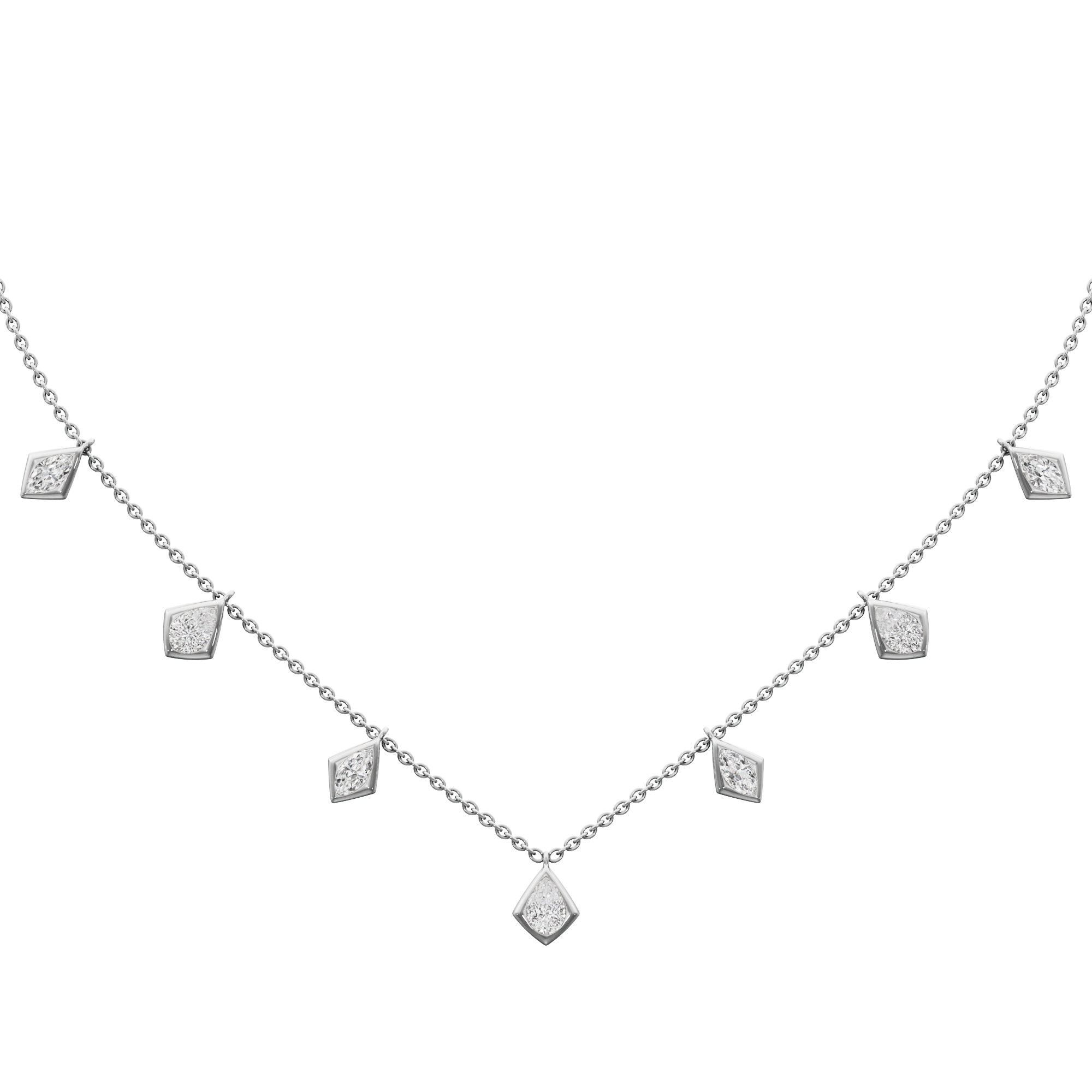 Golden Charm Diamond Necklace in 9KT White Gold (Diamond Quality:FG-VVS VS)