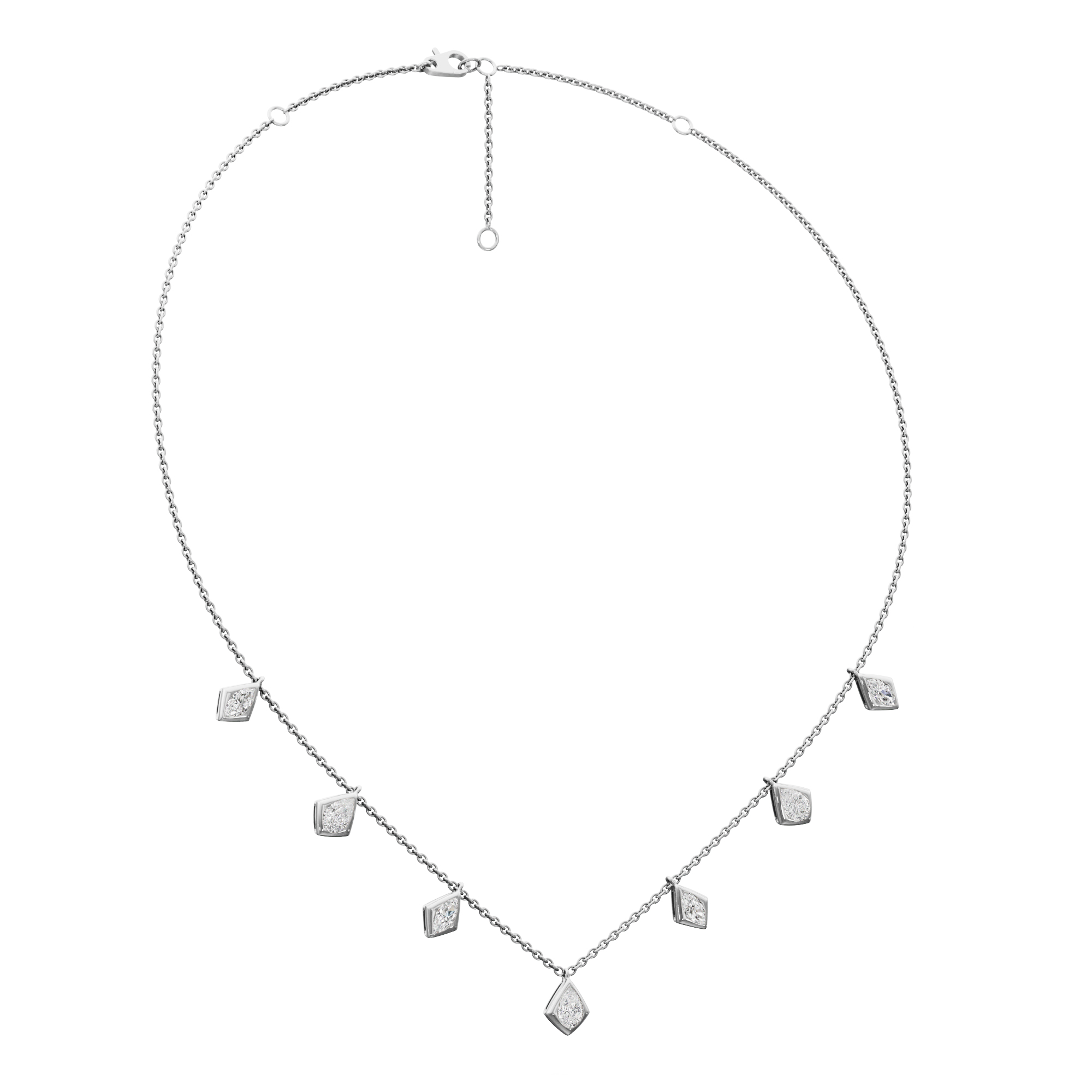 Golden Charm Diamond Necklace in 9KT White Gold (Diamond Quality:FG-VVS VS)