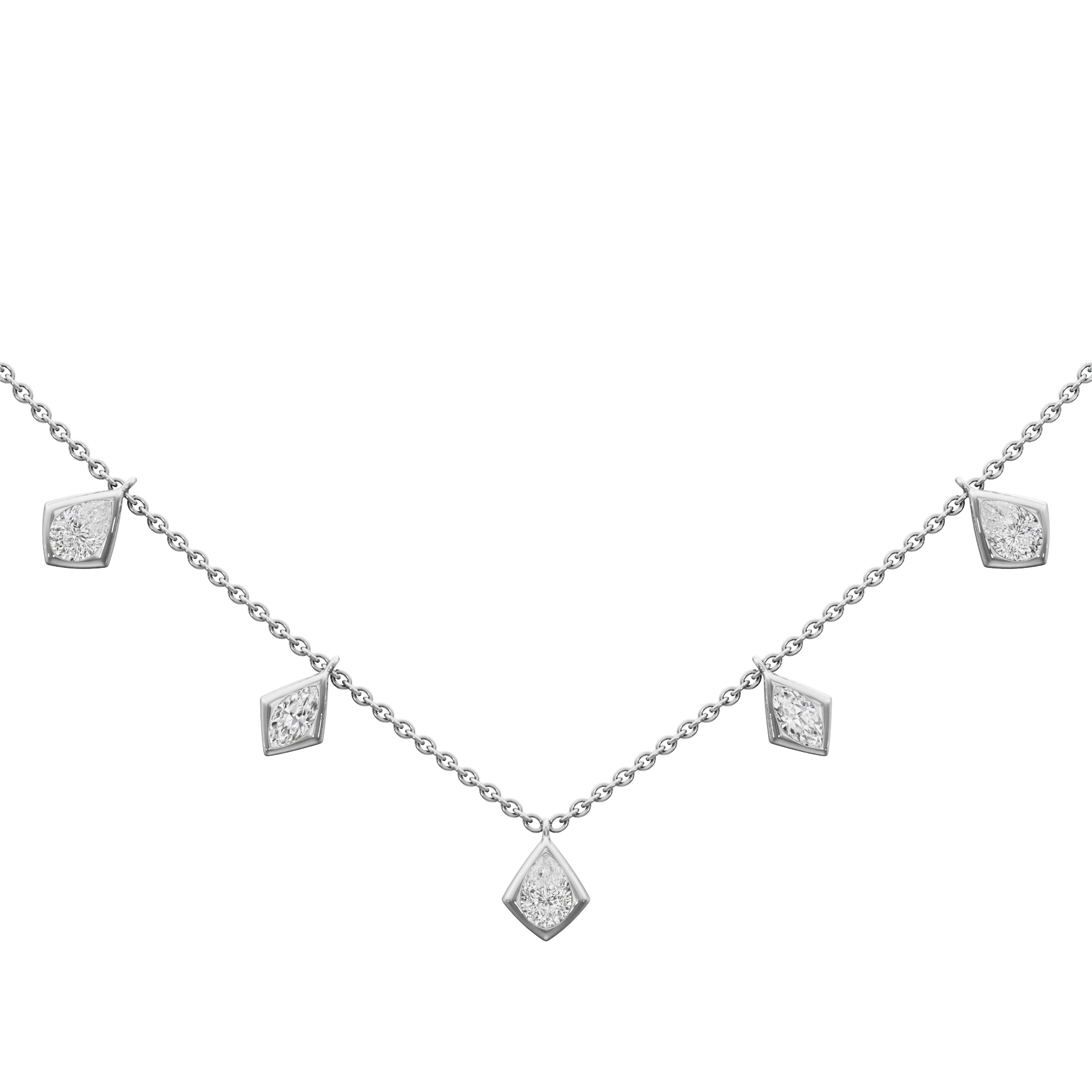 Golden Charm Diamond Necklace in 9KT White Gold (Diamond Quality:FG-VVS VS)