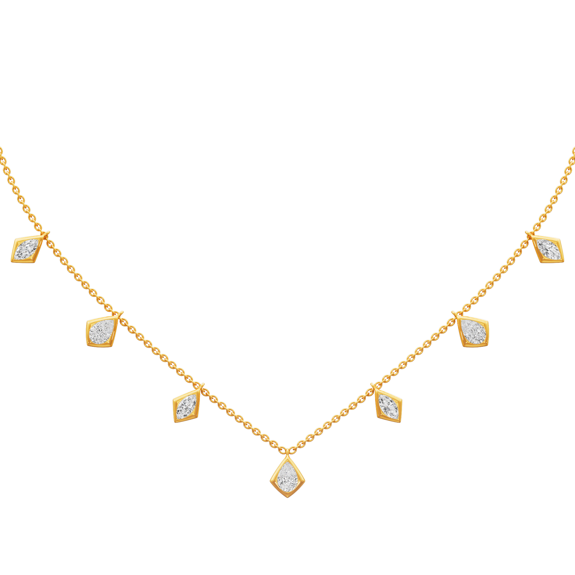Golden Charm Diamond Necklace in 14KT Yellow Gold (Diamond Quality:FG-VVS VS)