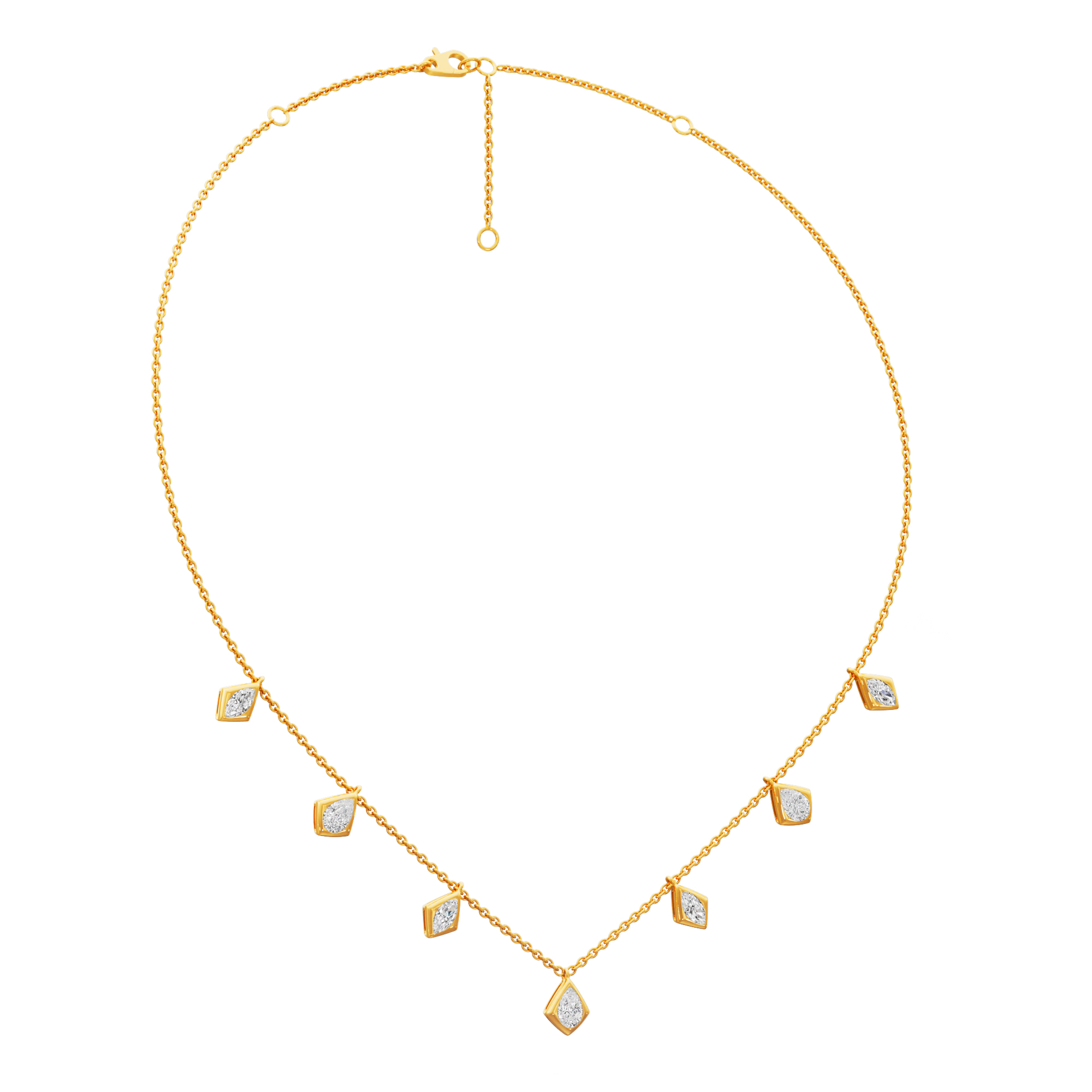 Golden Charm Diamond Necklace in 14KT Yellow Gold (Diamond Quality:FG-VVS VS)
