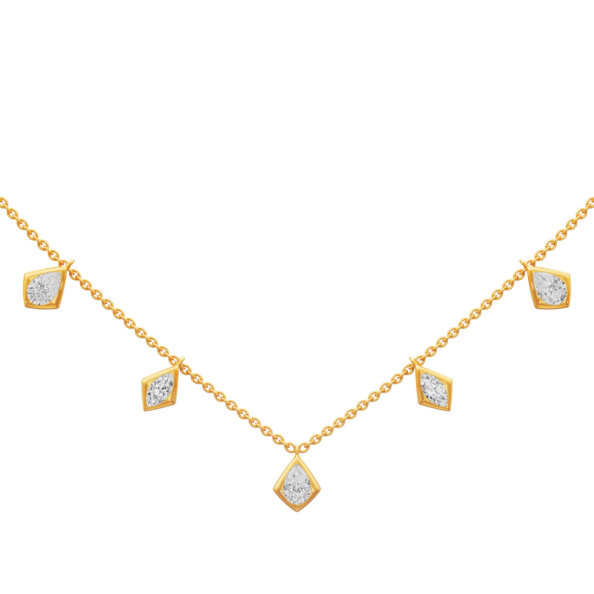 Golden Charm Diamond Necklace in 14KT Yellow Gold (Diamond Quality:FG-VVS VS)