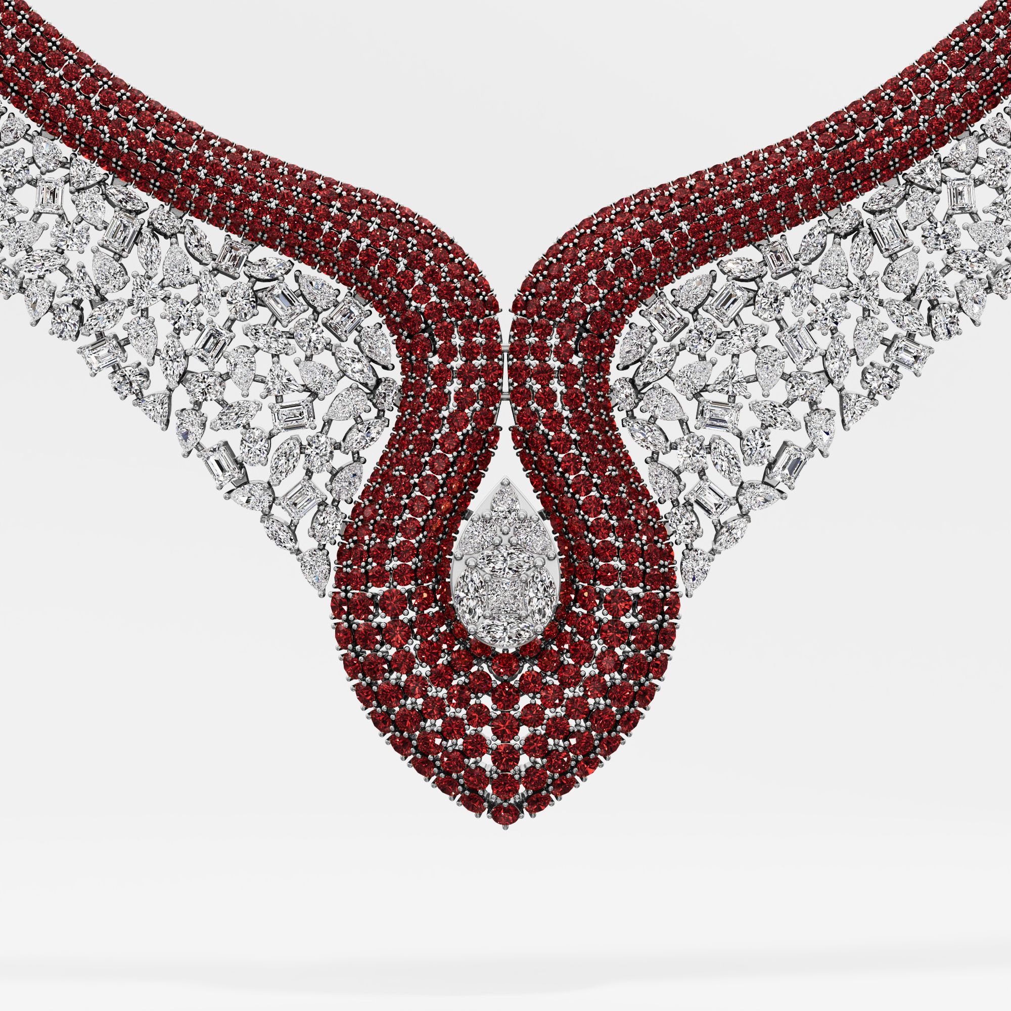 Radiant Carmine Diamond Necklace