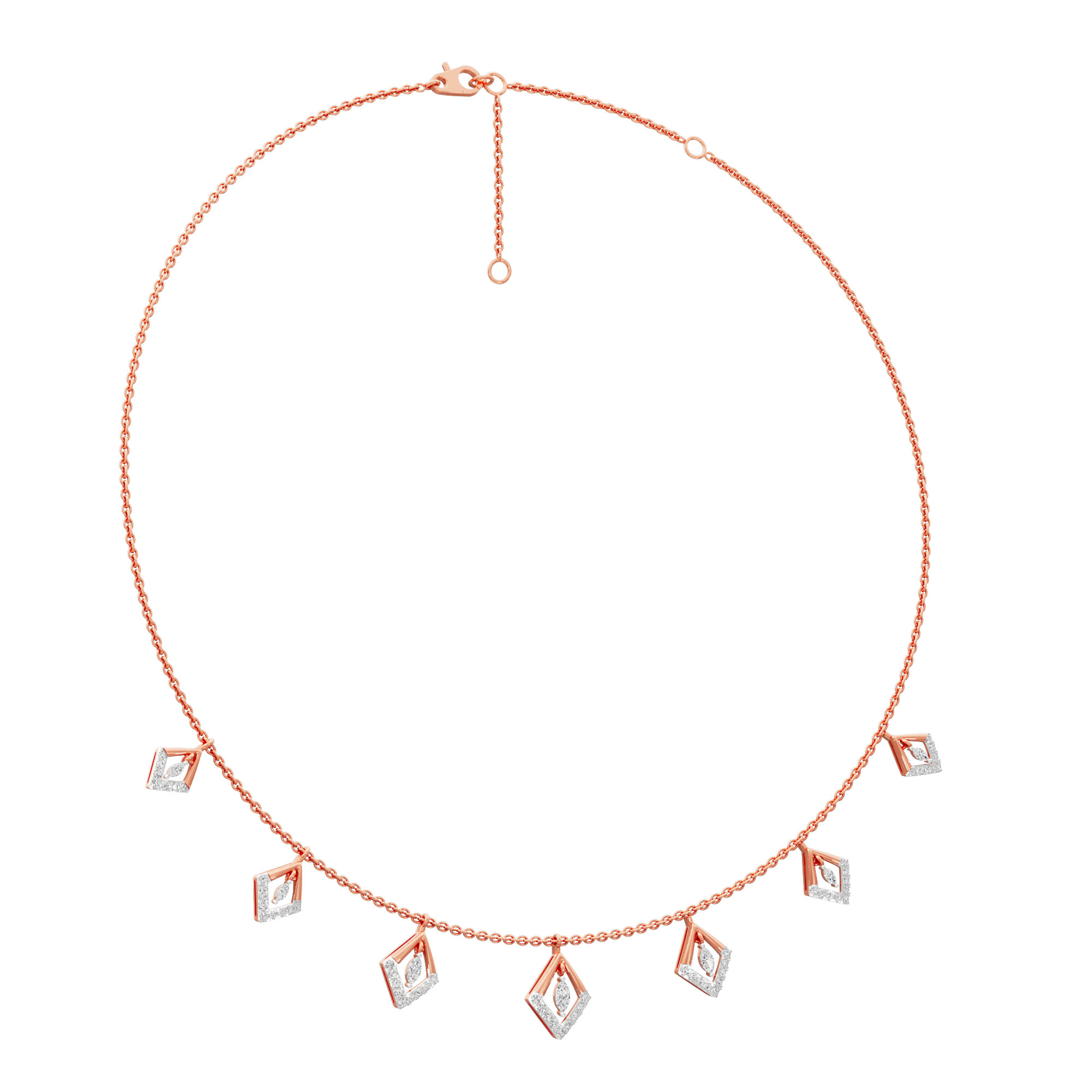 Seven Stars Lariat Diamond Necklace in 14KT Rose Gold (Diamond Quality:FG-VVS VS)