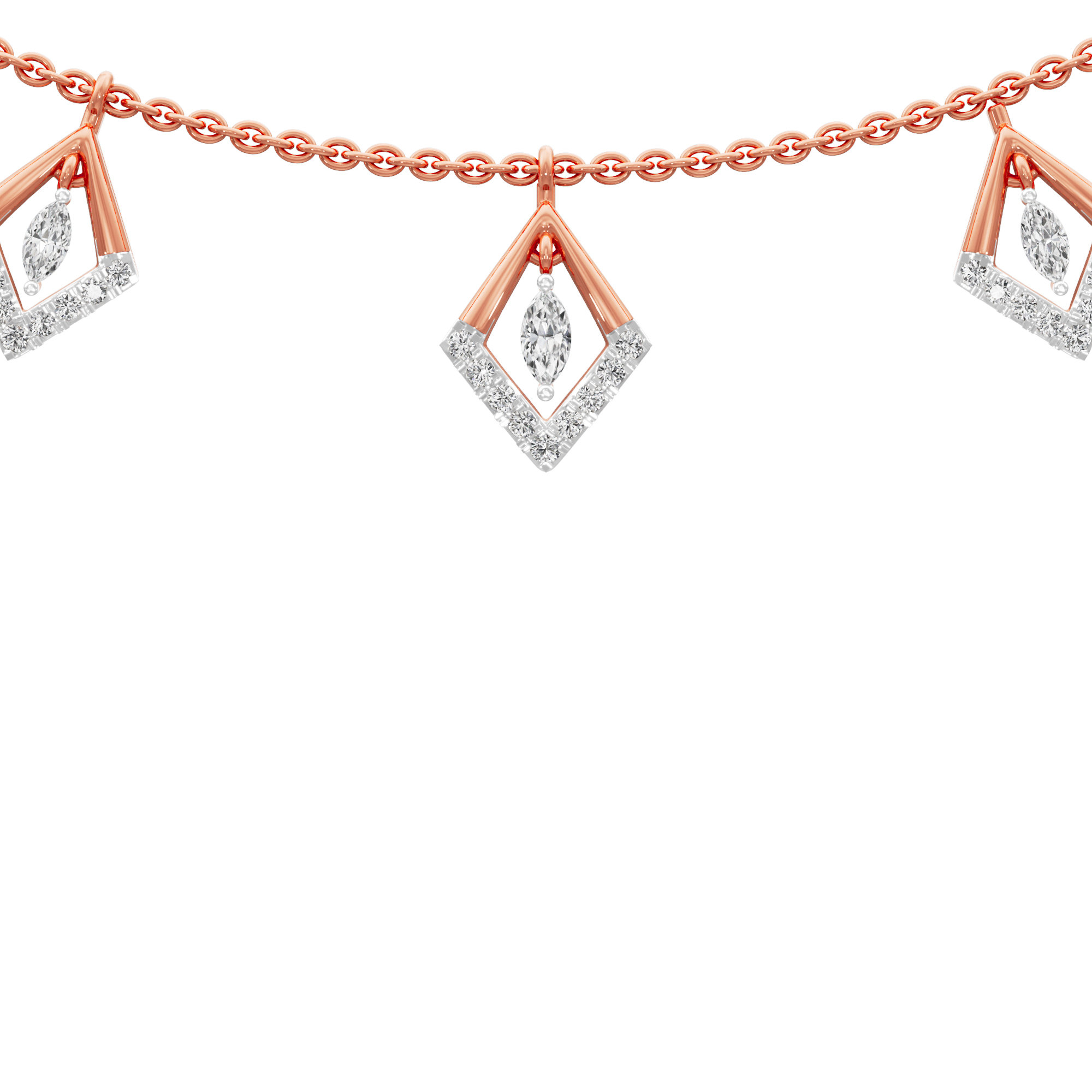 Seven Stars Lariat Diamond Necklace in 14KT Rose Gold (Diamond Quality:FG-VVS VS)