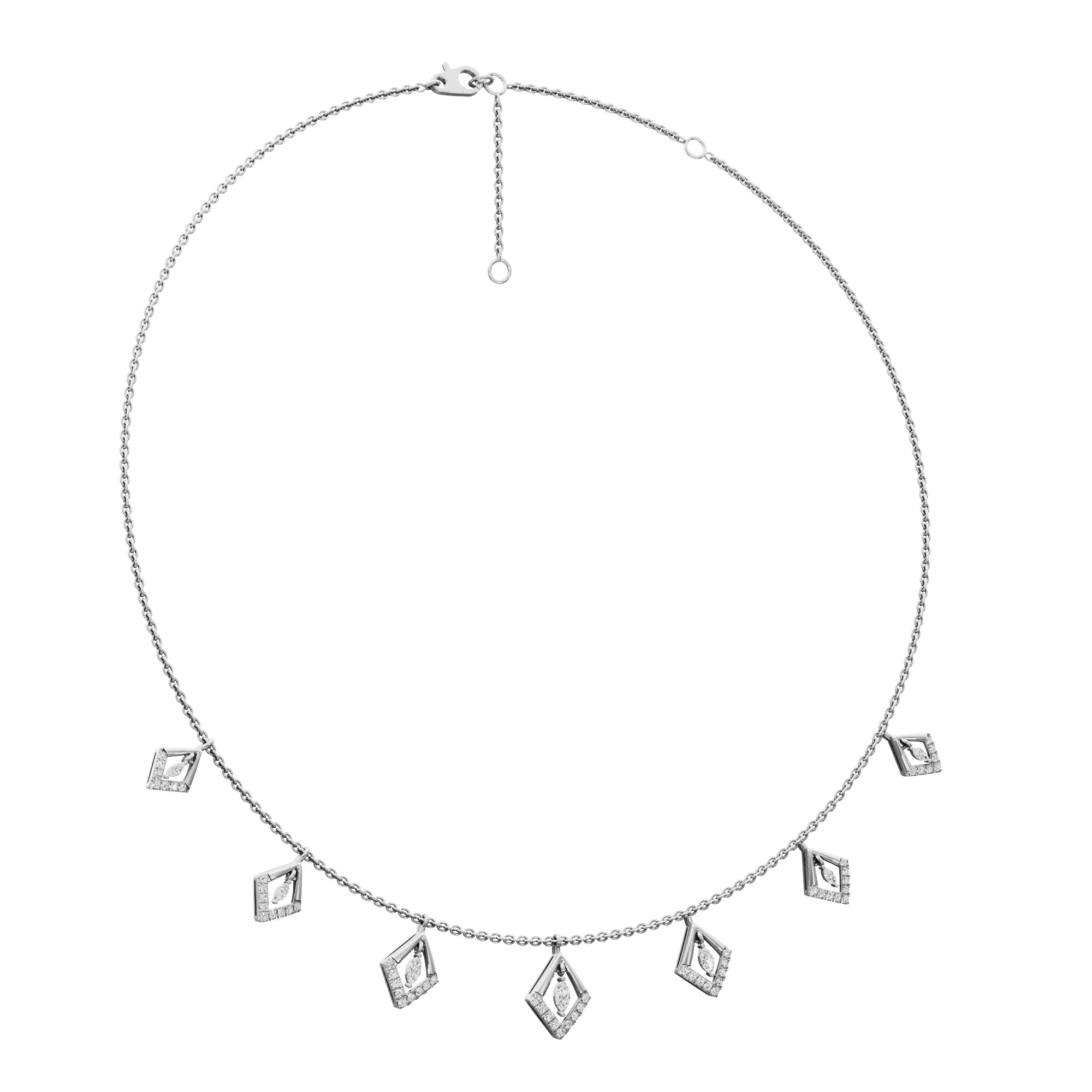 Seven Stars Lariat Diamond Necklace in 14KT White Gold (Diamond Quality:FG-VVS VS)
