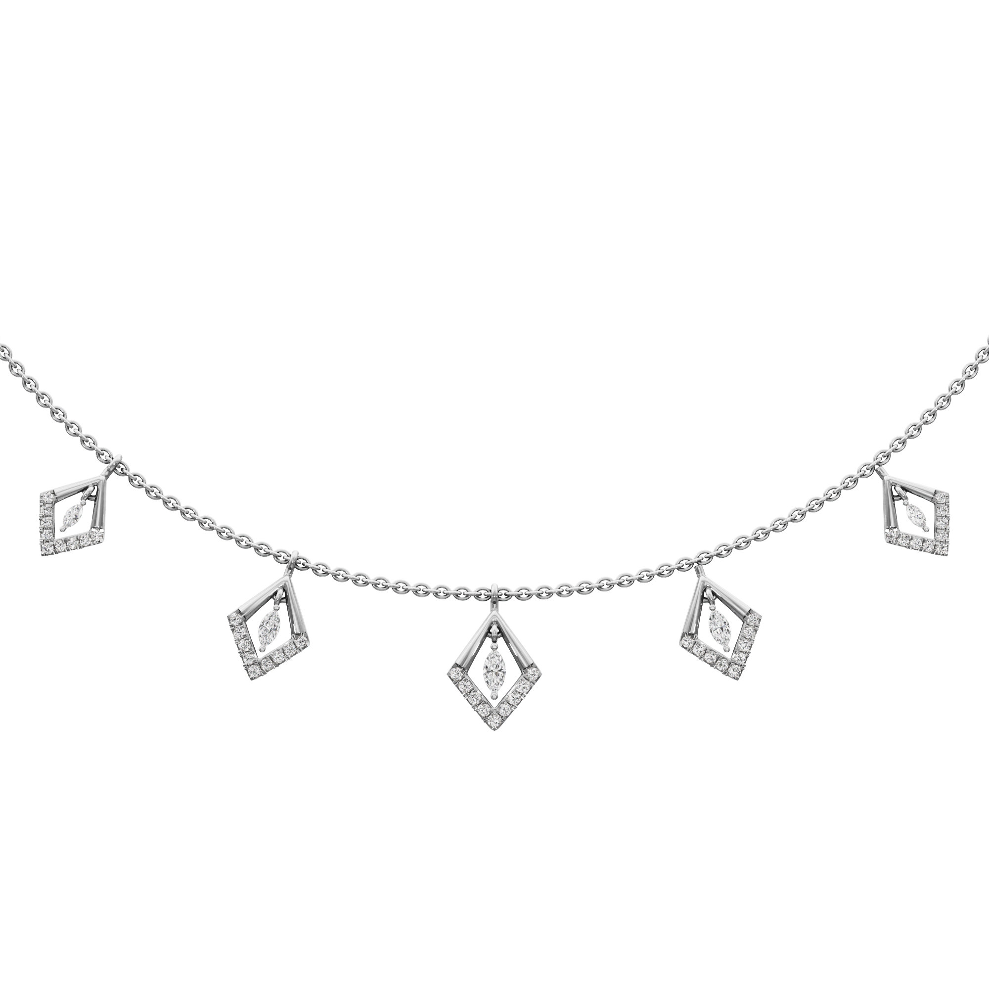Seven Stars Lariat Diamond Necklace in 14KT White Gold (Diamond Quality:FG-VVS VS)